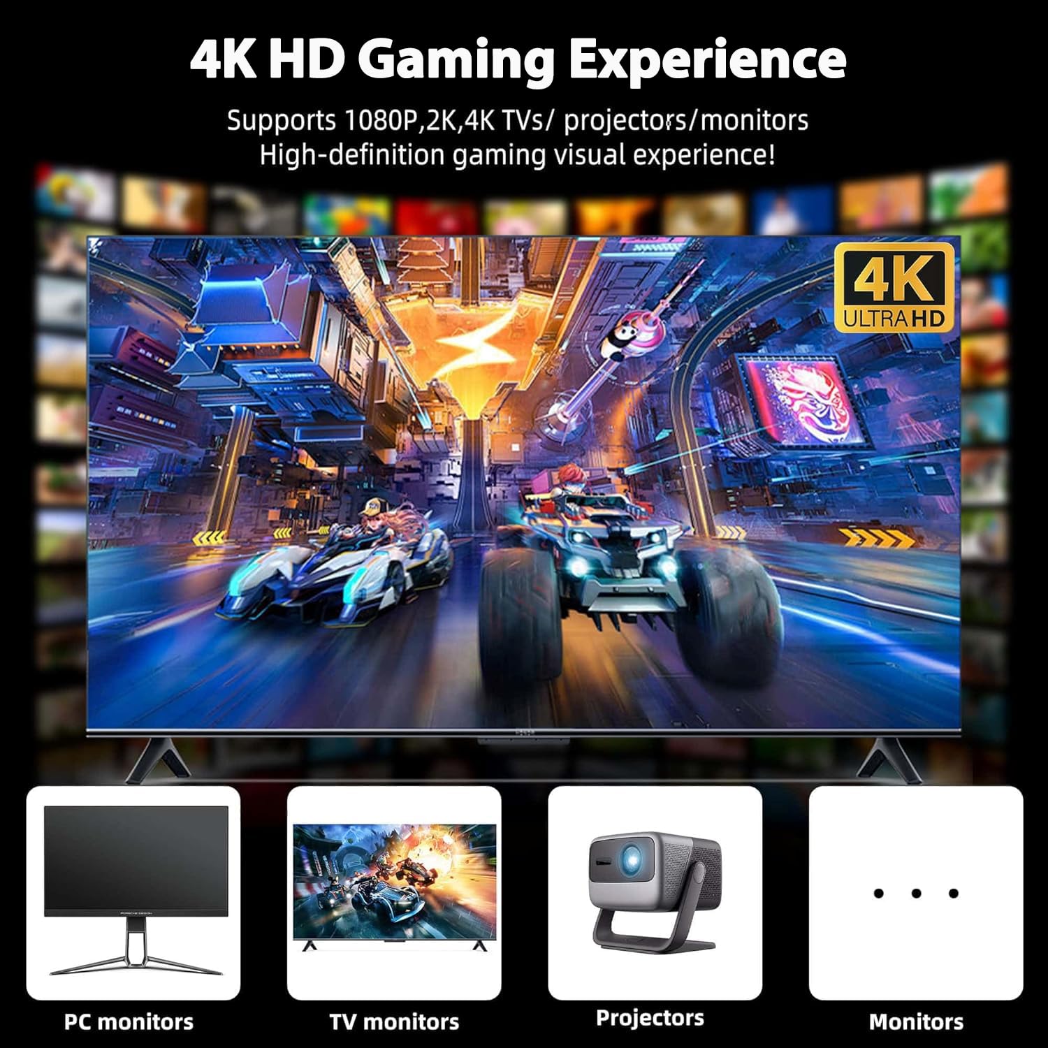 Retro Konsole Spielkonsole 4K Game Stick eingebauten 20000+ Spielen 23 Emulator, Plug and Play Wireless Videospielkonsole für TV, Geschenk für Jungen & Erwachsene