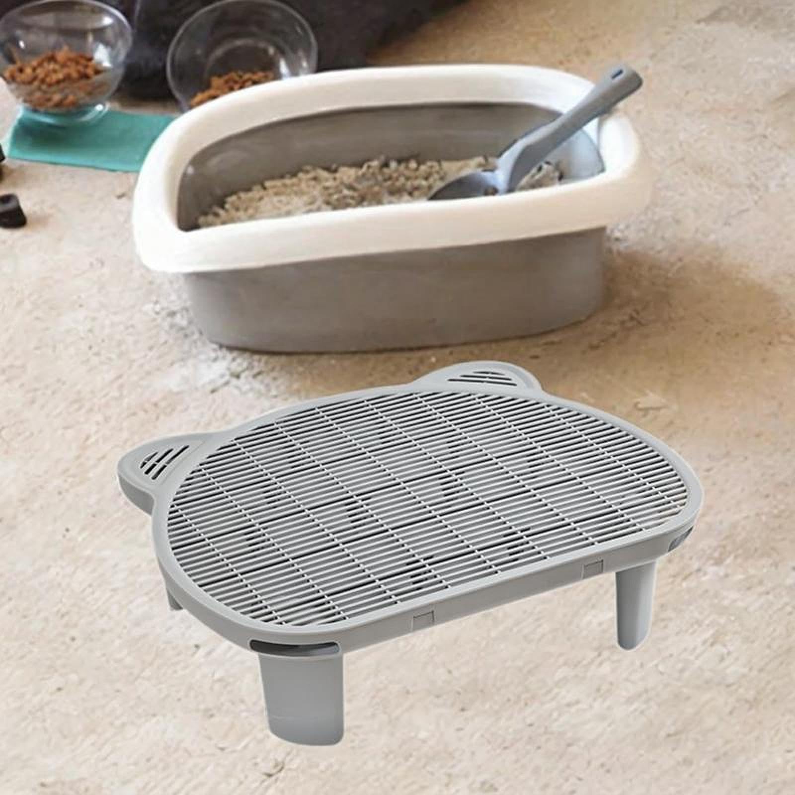 Tapis pour Litière de Chat, Tapis Récupérateur de Litière, Rampe pour Bac à Litière, Facile à Nettoyer, Double Couche, Accessoire pour Animaux, Gris