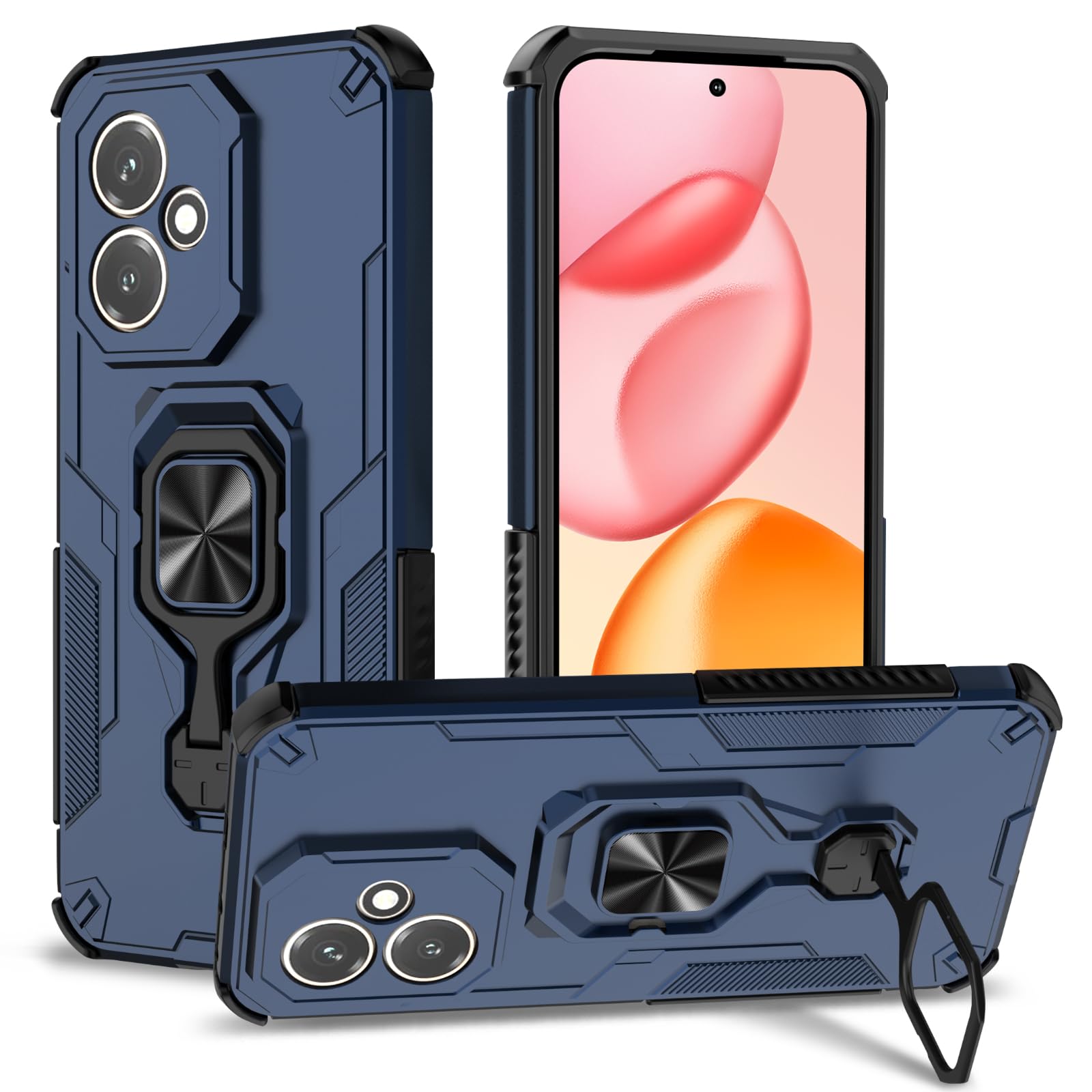 Funda para Samsung Galaxy A13 4G con Cristal Templado Protector Pantalla, Carcasa Antigolpes con Soporte anular metálico, Case Protectora de Grado Militar, Negro — view 76