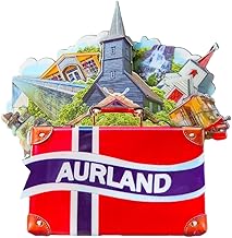 Aurland Norway Aimant de réfrigérateur 3D Souvenirs touristiques Autocollants magnétiques en bois Aurland Aimant de réfrigérateur Décoration de maison et de cuisine en provenance de Chine