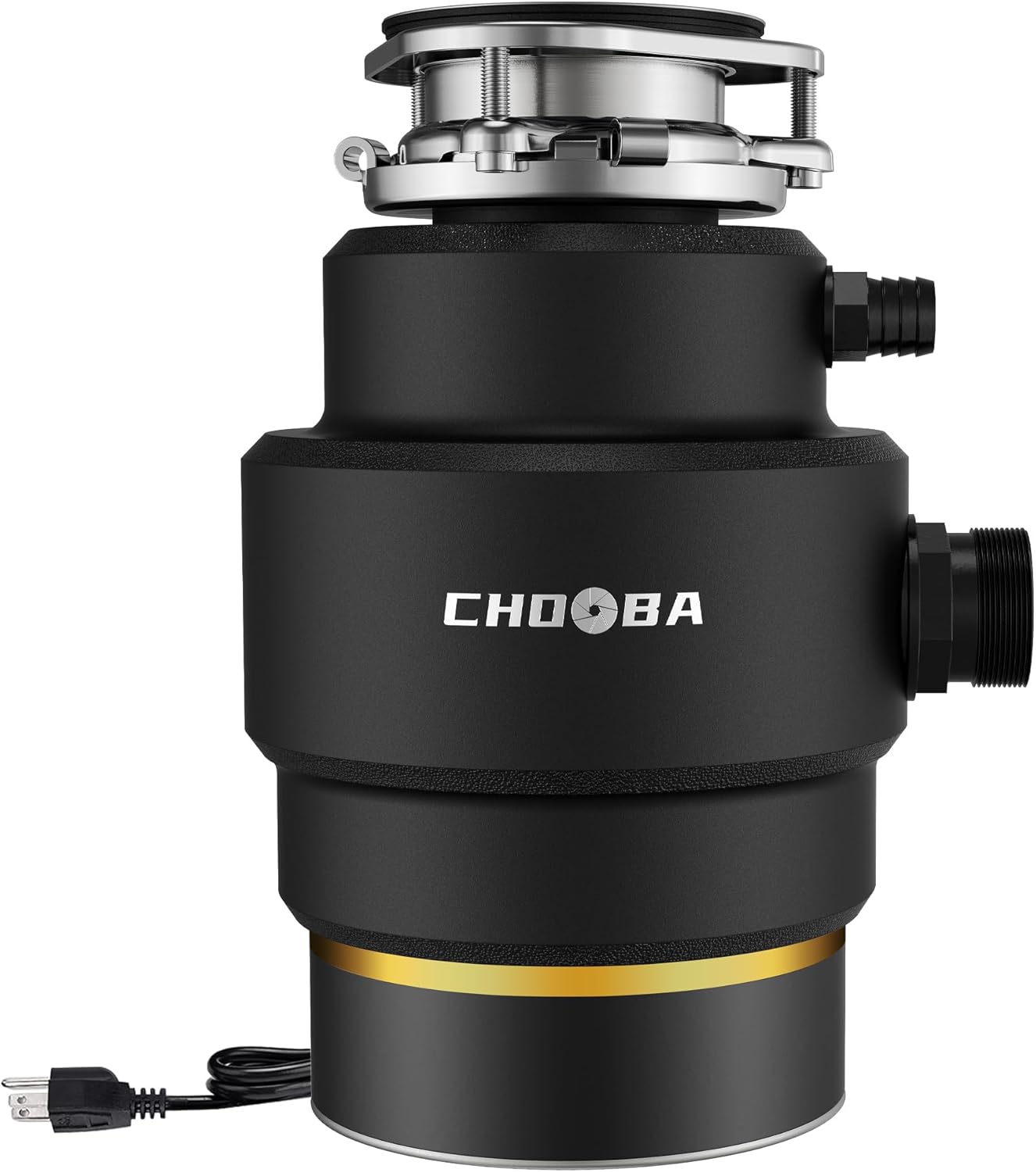 Garbage Disposal 3/4 HP, Continuous Feed Food Waste Disposer for Kitchen, Quiet Garbage Disposals with Power Cord, Garbage Grinder for Sink, DC Motor, Matte Black & Gold
