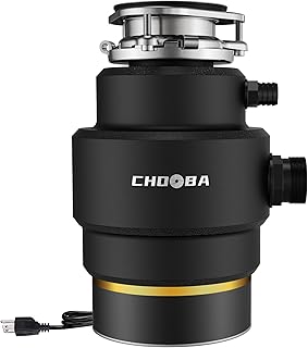 Garbage Disposal 3/4 HP, Continuous Feed Food Waste Disposer for Kitchen, Quiet Garbage Disposals with Power Cord, Garbage Grinder for Sink, DC Motor, Matte Black & Gold