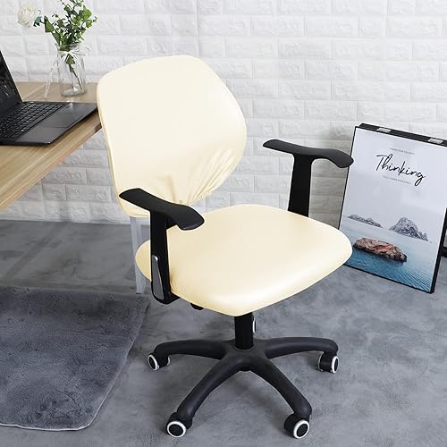 Miniatura 2 de FORCHEER Funda para silla de oficina dividida resistente al agua, fundas elásticas de poliuretano de 2 piezas para escritorio, funda para silla de