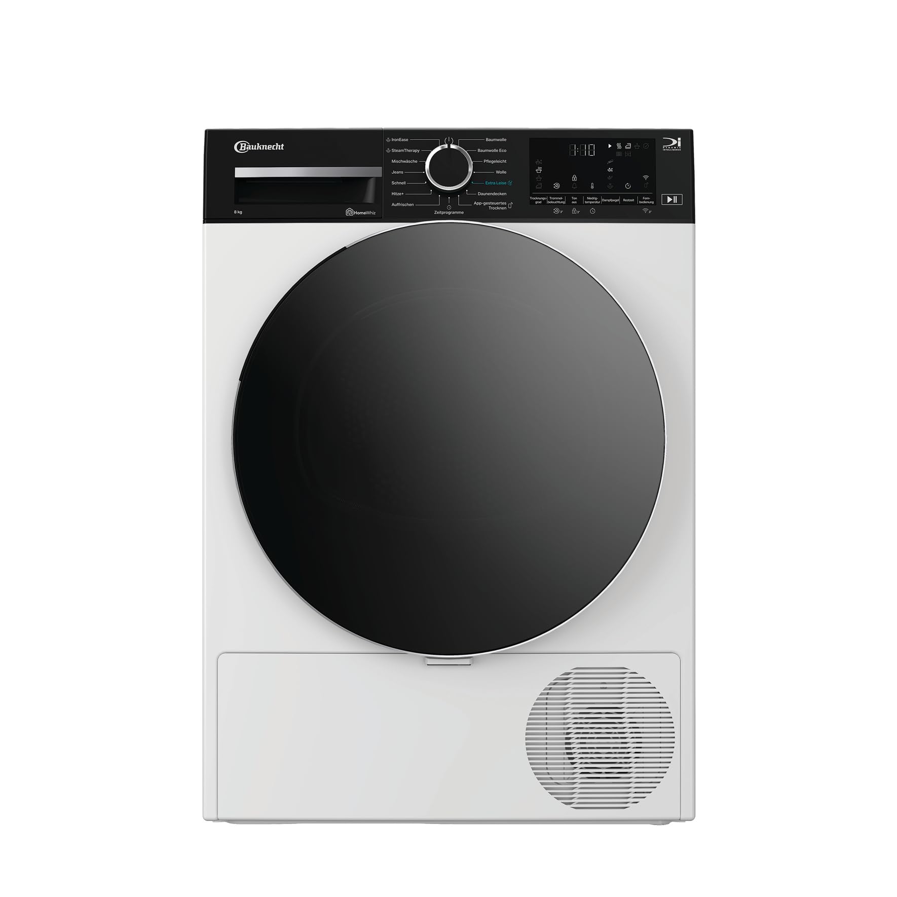 Bauknecht BD 8A WB Wärmepumpentrockner, 8 kg, IronEase - Bügelfrei, A-Noise – besonders leise, Precision Dry, Adaptive Dry, HomeWhiz App, Sport-Programm, Steam Therapy, Weiß