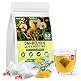 Dandelion Leaf and Root Tea Bag, Natural Dandelion Roasted Herbal Detox Teabag for Liver & Kidney Health, Support Digestion Dandelion Root Tea, Caffeine Free, No Additives（50 Teabags)