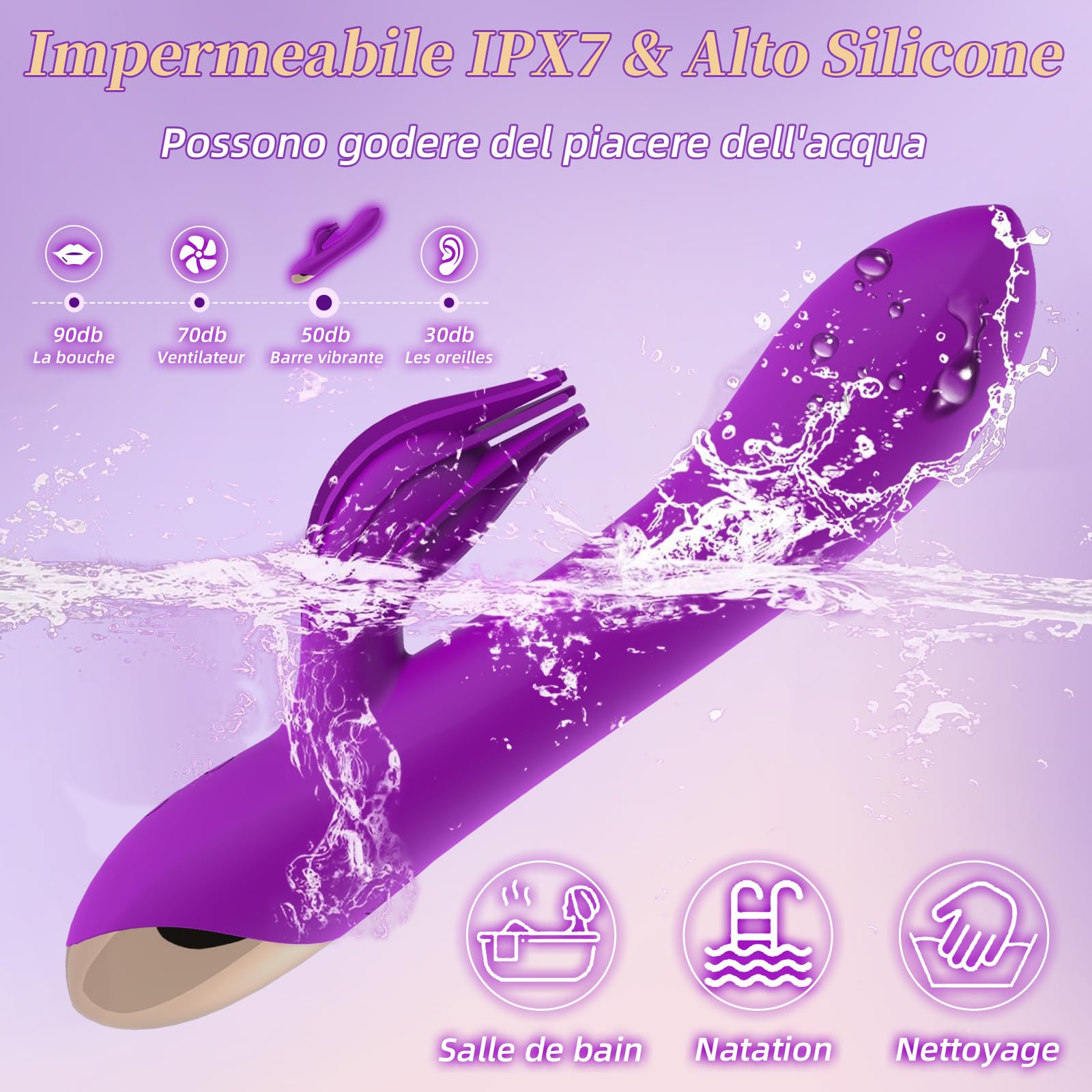 Vibratoreper Donna Professionale Clotoride Grandi Sex Toys 10 Modo Vibratoriper Donne Punto G Squirting Dildo Realistico Vibratore Rabbit Sexytoysys Donna Coppia Uomo Stimolatore per Clitoride(Viola)