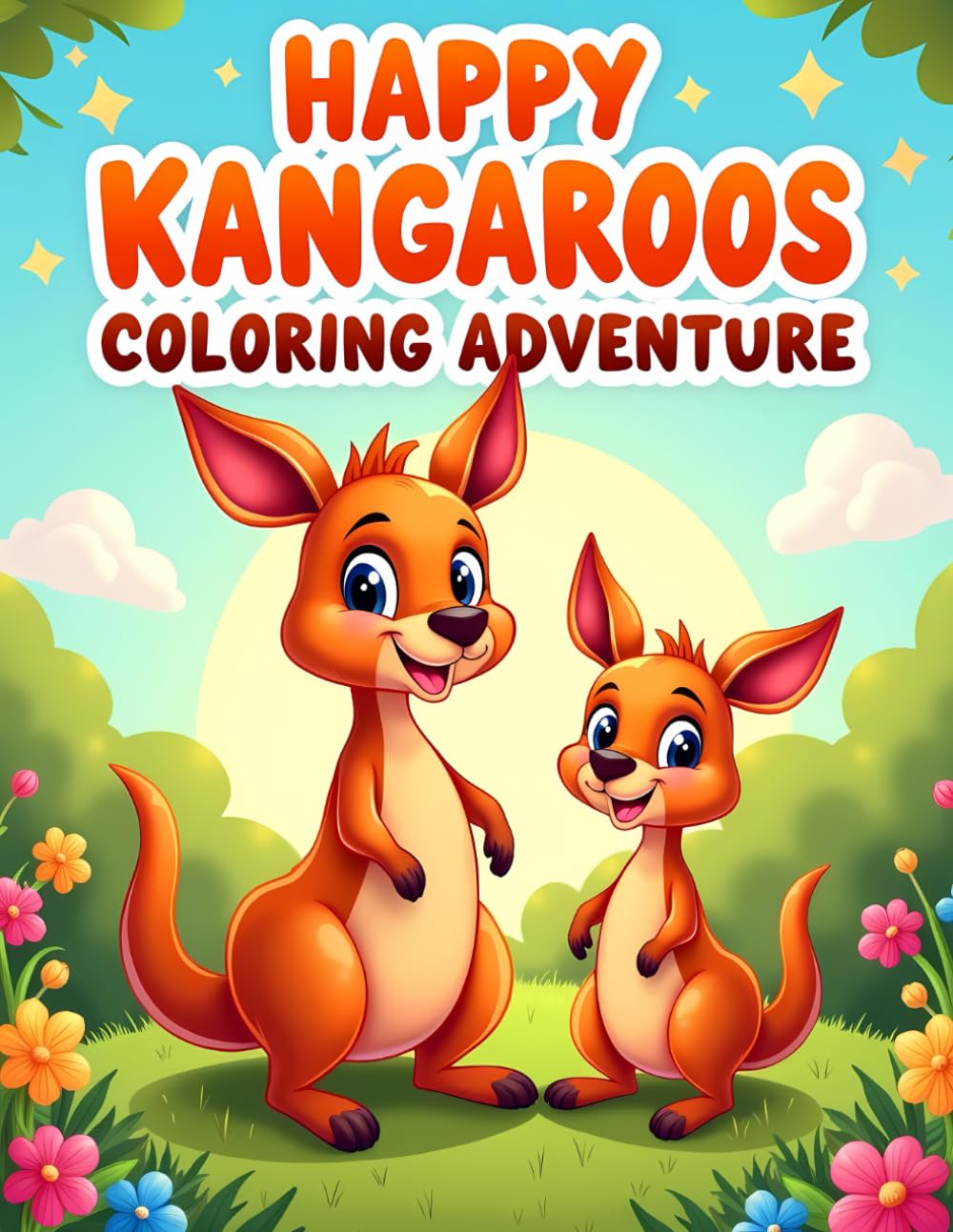 HAPPY KANGAROOS COLORING ADVENTURE: A Cute and Fun Kangaroo Coloring Book for Kids Ages 4–8