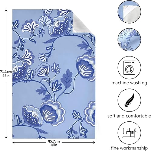 Miniatura 3 de 2 toallas de cocina de otoño, toallas de mano para baño, paños de cocina y paños de lavado, altamente absorbentes, 28 x 16 pulgadas (flores grises)