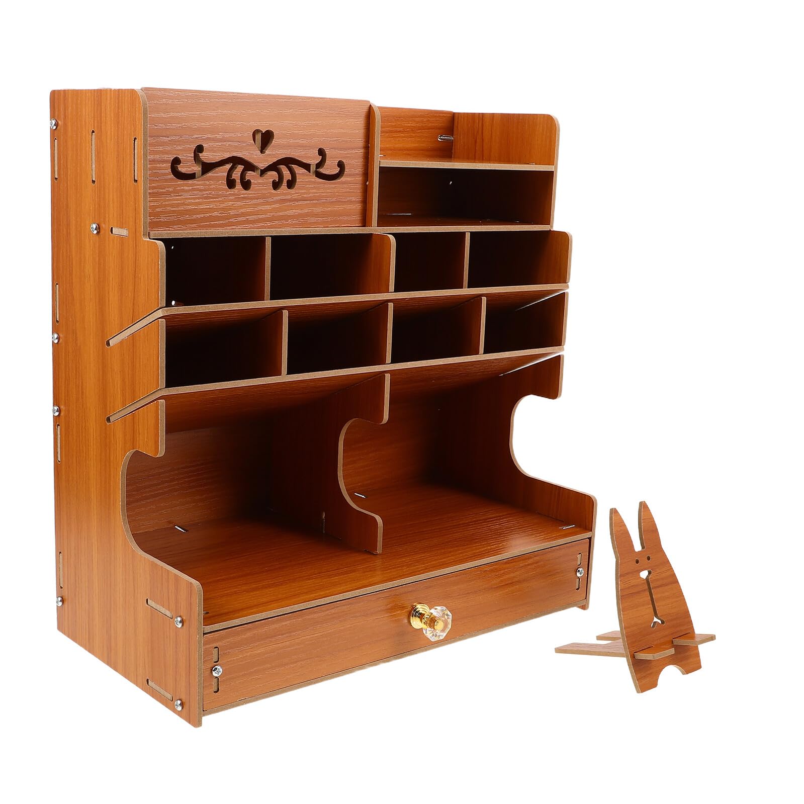 Cabilock Organizer Porta Penne in Legno con Scomparti Multipli Scatola Portaoggetti da Scrivania per Penne Matite e Accessori Grande Capacità per Ufficio e Casa Elegante