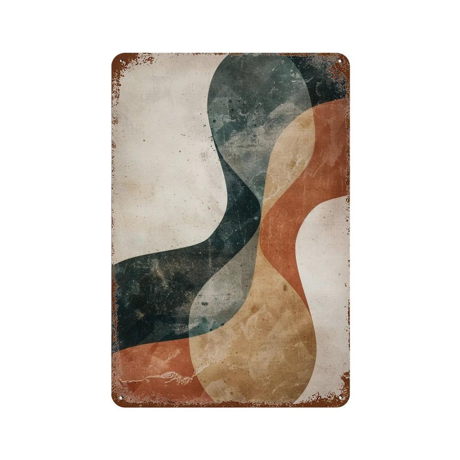 Wihyrtui Style Retro Textured Curved Earth Abstract Shapes 03 Wall Retro Iron Metal Tin Sign Vintage Art Poster Modern Home Cofffee Club Art Bar Shop Decor 30X20cm