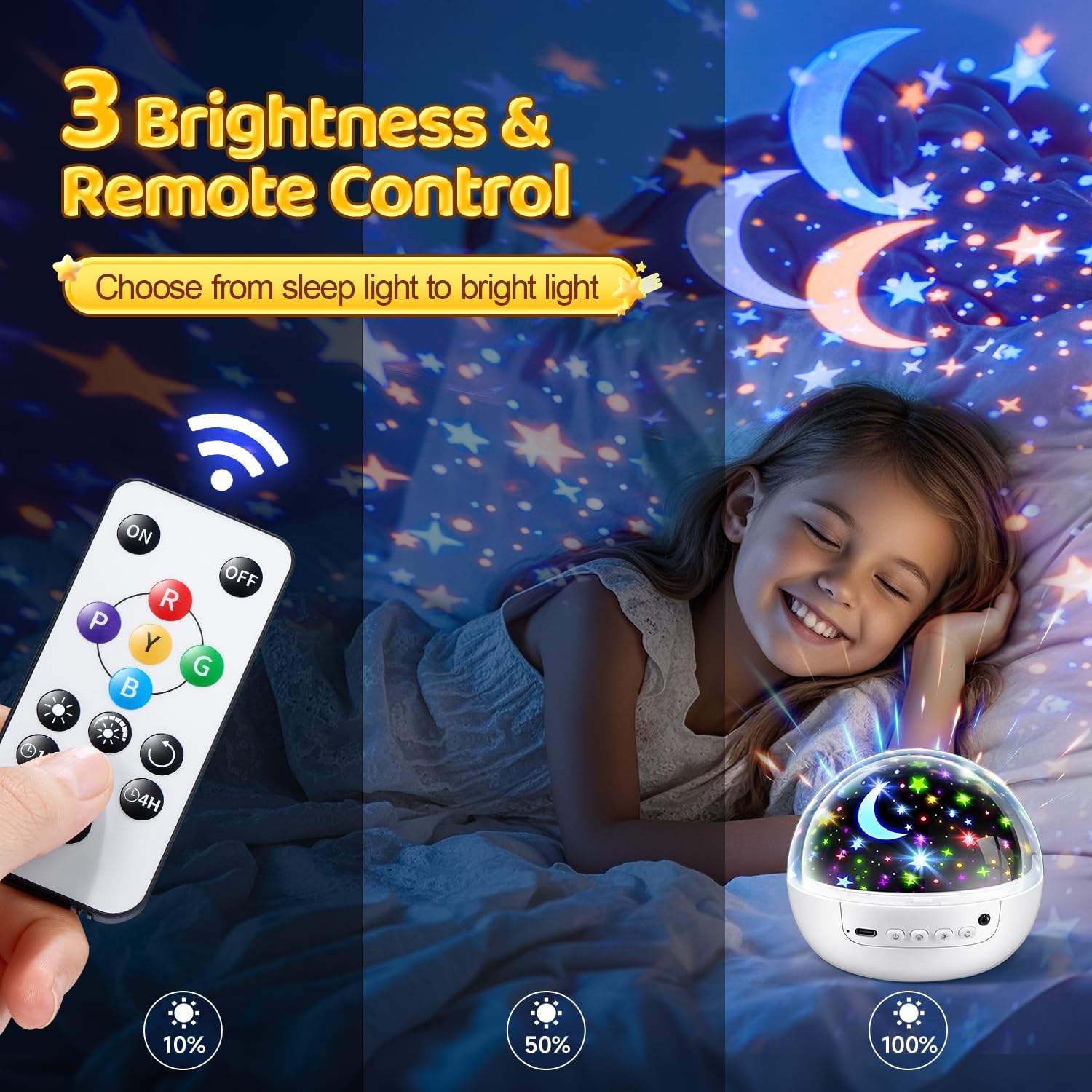 Proiettore di luce notturna 93 modalità di illuminazione, giocattoli per bambini regalo dimmerabile + timer + telecomando