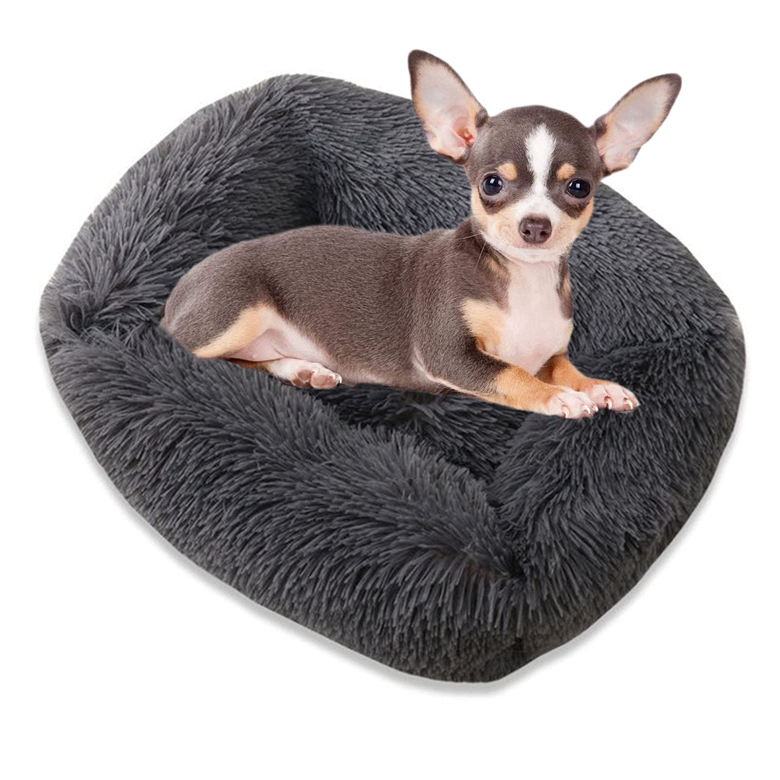 Grand Panier Chien,Tapis Chien Antidérapant,Panier Chat Moelleux De Chaud,Carré Dehoussable Lavage Facile,pour Chien Grande Taille Ou Chat,Dark Gray,L (66 * 56 * 18)
