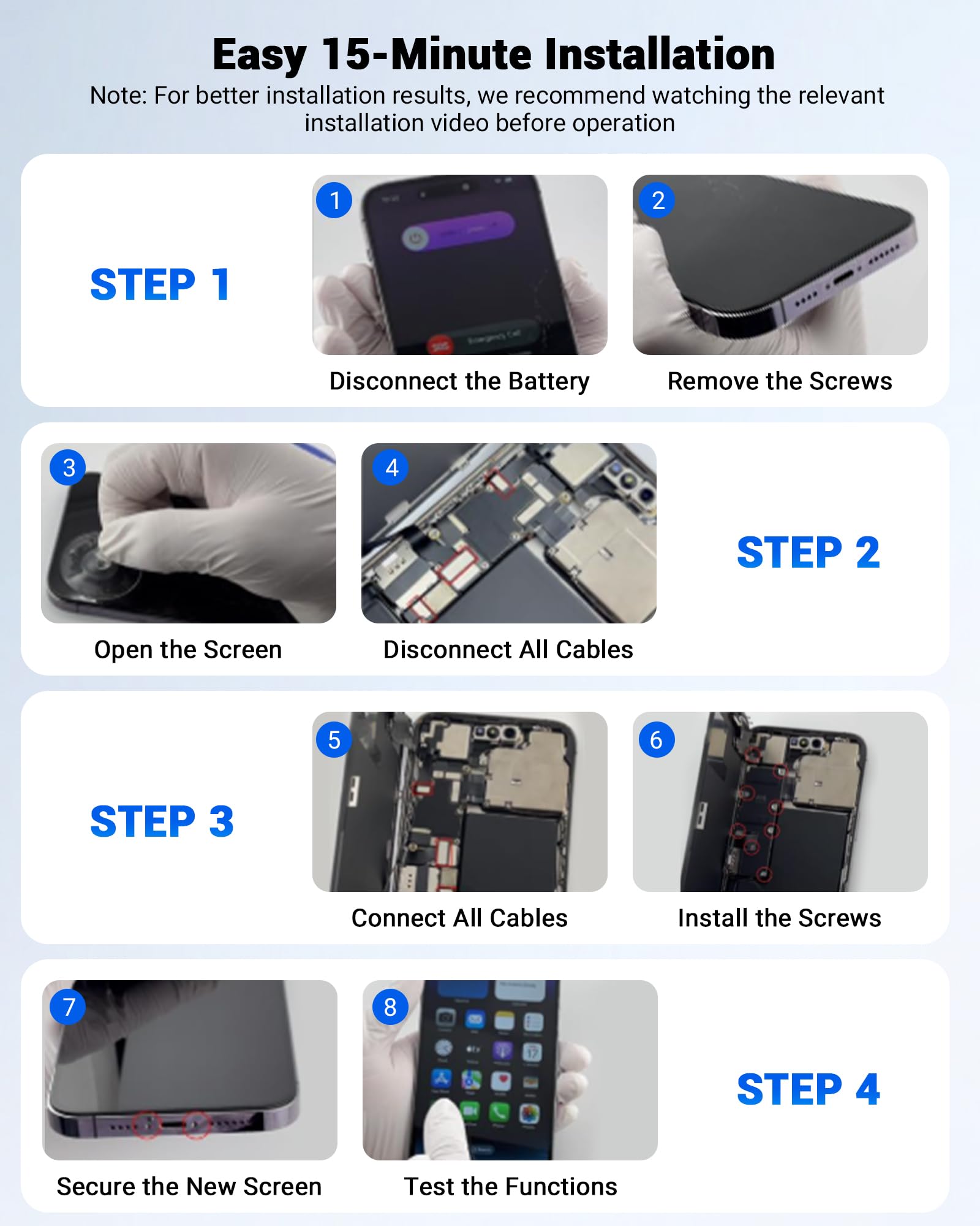 Für iPhone 12/12 Pro Display Ersatz Set 6,1 Zoll 3D Touch Bildschirm mit Rahmen Digitizer inkl. Reparatur Werkzeug & Displayschutz(Modelle A2172, A2402, A2404, A2403, A2341, A2406, A2408, A2407)