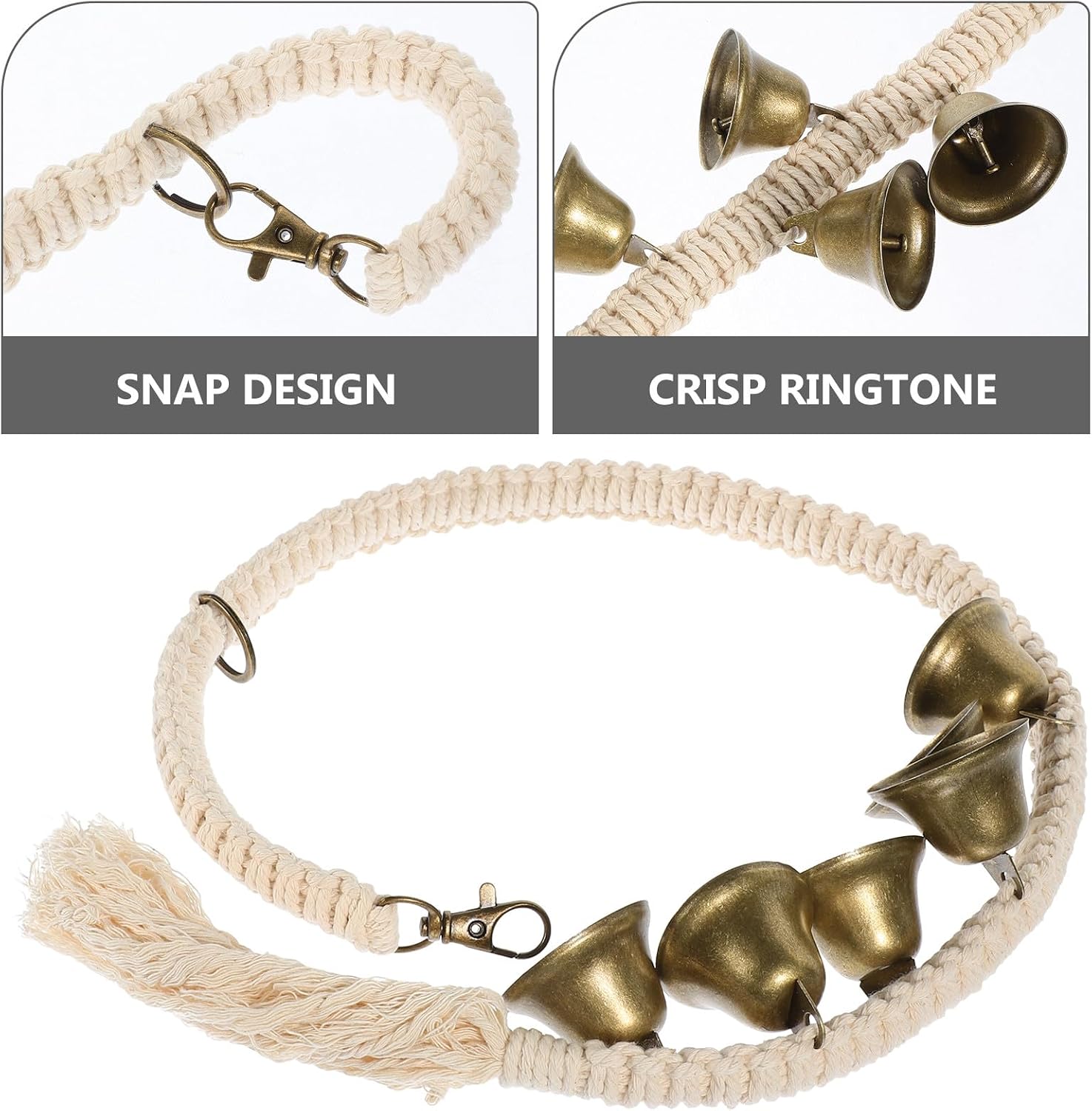 Dog Training Doorbell with Wooden Bead Rope and Bell for Puppy Potty Training Pet Accessory for Dogs Going