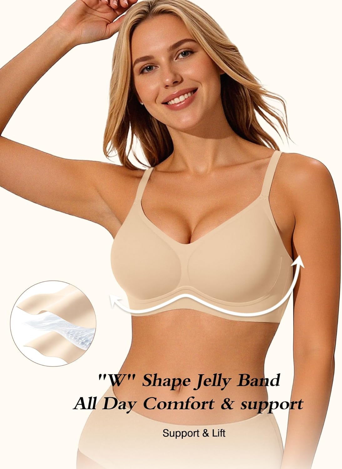Women Wireless Jelly Bras Seamless Comfort Push Up No Underwire Support Bralette Full Coverage Everyday Bra - Image 3