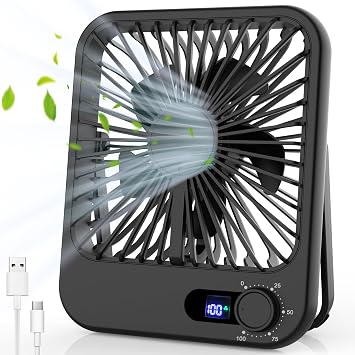 Portable Travel Fan for Sleeping, 6.8" Small Desk Fan Quiet