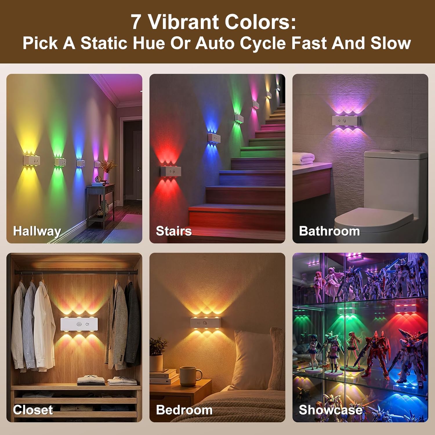 4 luci notturne ricaricabili con sensore di movimento RGB + LED dimmerabili per scale, senza fili con 3 modalità (Auto/ON/OFF) luci notturne per bambini per camera da letto corridoio cameretta cucina