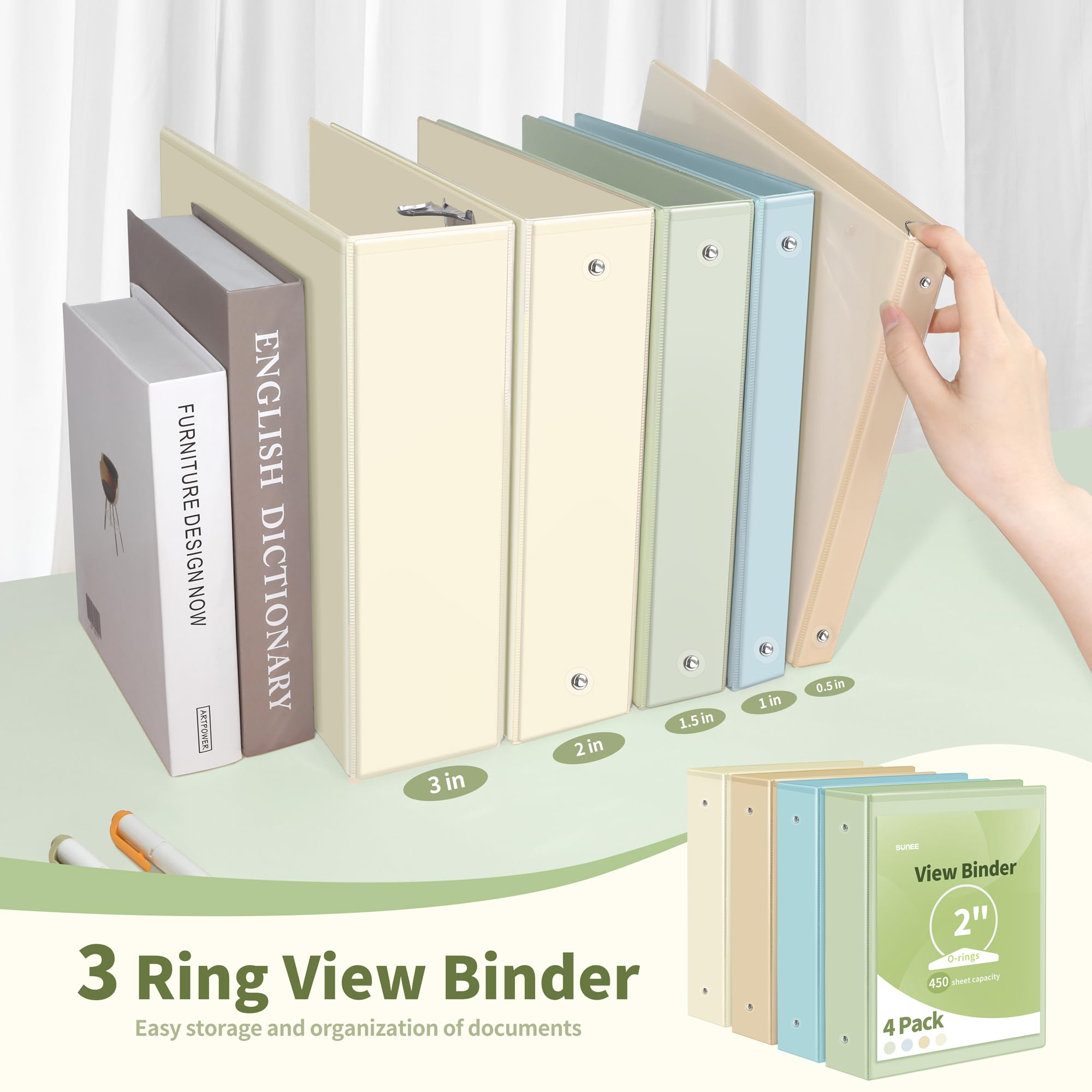 Light Binders Expanding File Organizer Light Yellow 3-Ring Zipper Binder With ...