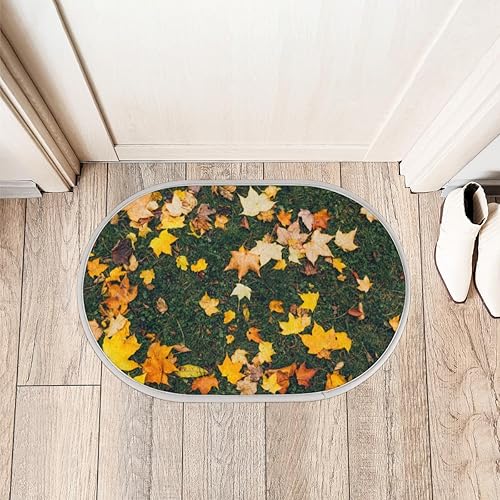 Miniatura 3 de Maple Leaves Bathroom Rug Mat Memory Foam Soft Plush Area Rug Non-Slip Absorbent Oval Rug for Bedroom Bathroom Bathtub Shower (Oval, 40×60cm)