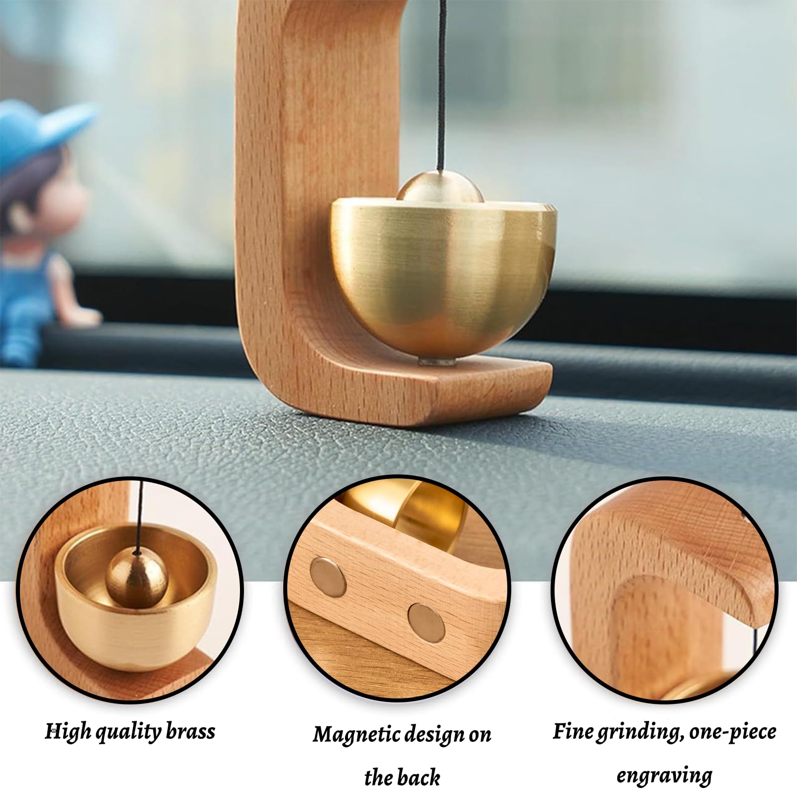 Hinbkenla Magnetic Door Chime Shopkeepers Bell 2PCS Wooden