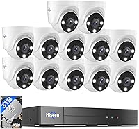 Vista 1 de Hiseeu 16 Channel 3K Wired Security Camera System with Smart Dual Light,Audio,Person/Vehicle Detection,121°Wide View,5MP 16CH DVR,12PCS 5MP IP67