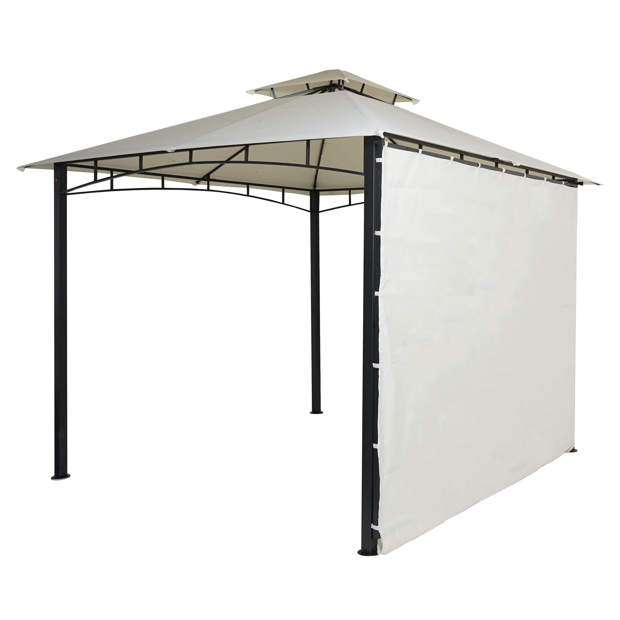 Mendler Pergola HWC-F94 Stahl bewegliche Seitenwand 2,5x2,5m - Creme-beige | Garten, Pavillon