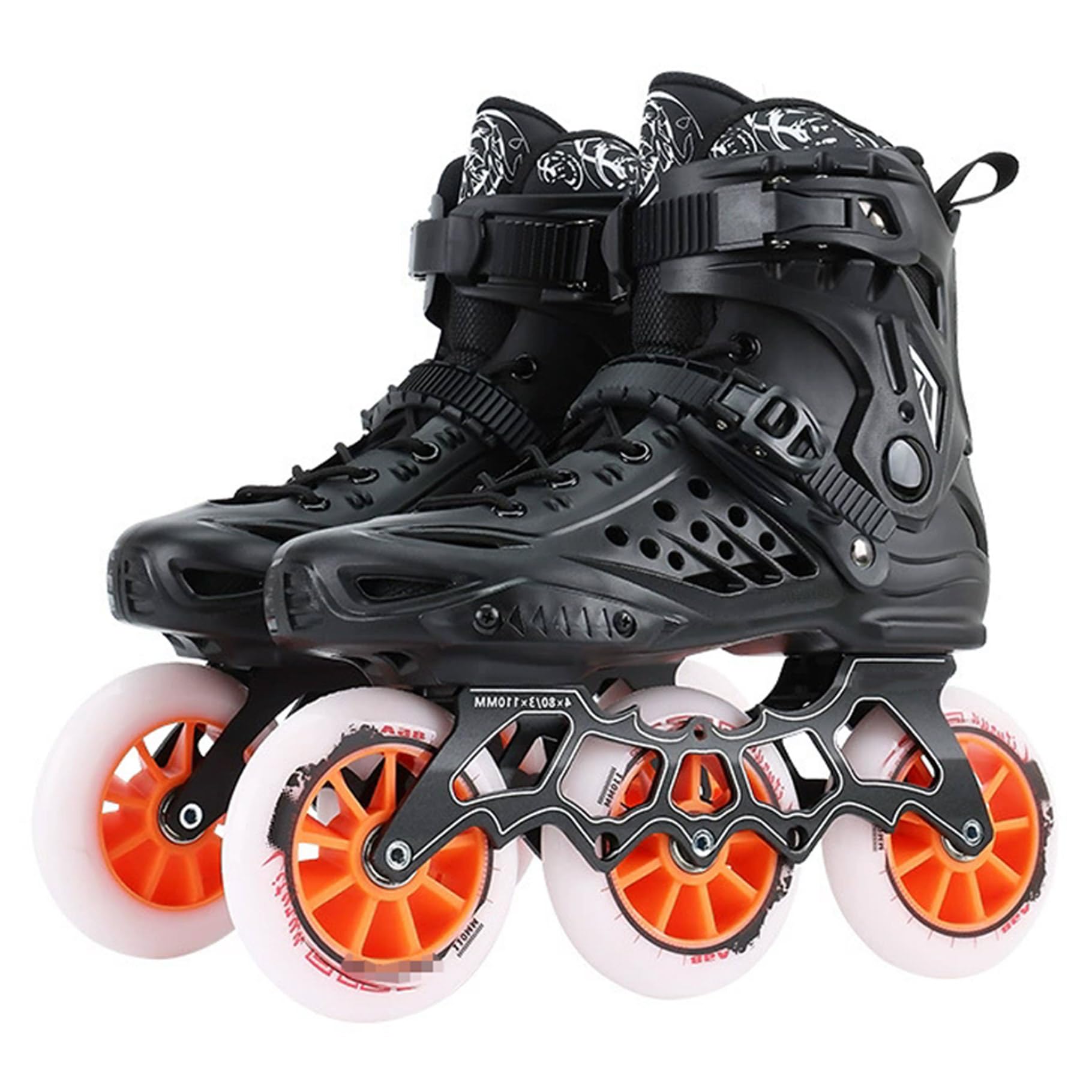 Patines En Línea Adulto, Patines Profesionales para Mujer Y Hombre, Patines En Línea De Carreras De 3 Ruedas con Ruedas De 110 Mm Y Forro Lavable, Unisex
