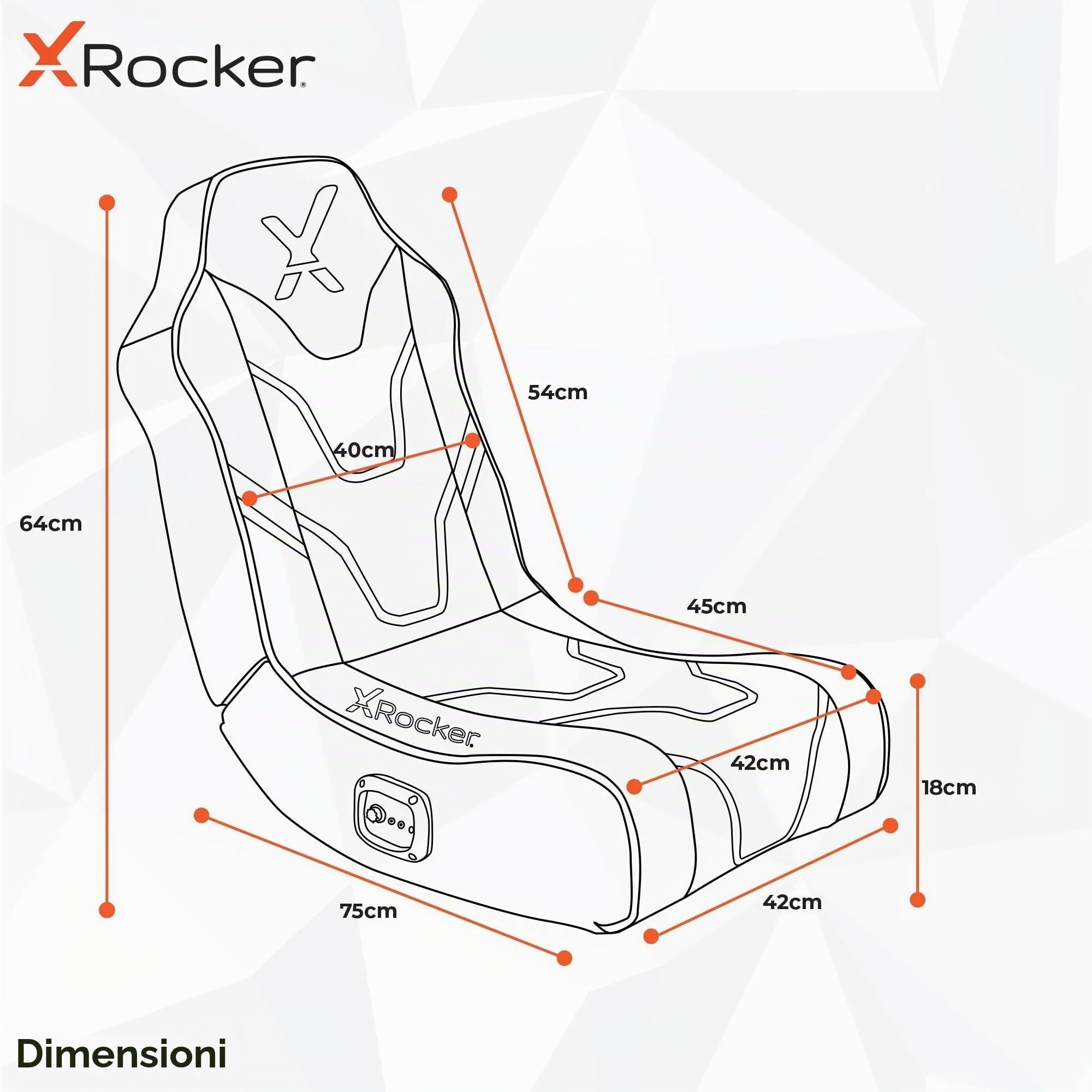 X-Rocker Sedia da gioco con licenza ufficiale PlayStation Geist 2.0, comoda seduta pieghevole da pavimento con altoparlanti, pelle PU per PS4, PS5, PC, cellulare, nero/blu