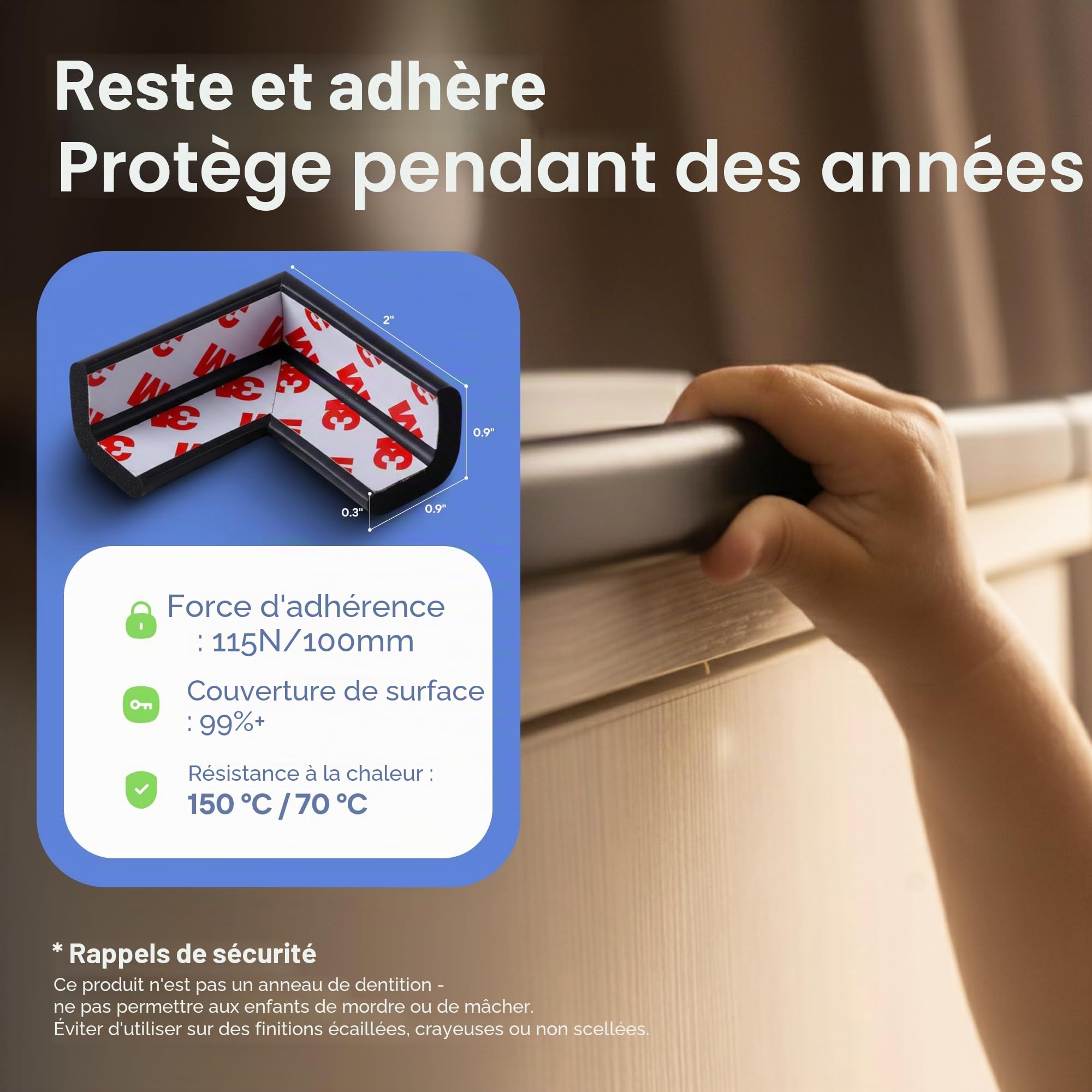 Protections de Bords et d'angle de Meubles | Coussin de Protection en Mousse de 4,9 m | Pare-Chocs de 4,6 m 4,6 m 4 Coins adhésifs sans Danger pour Les Enfants | Ensemble de Mousse pour bébé et sans