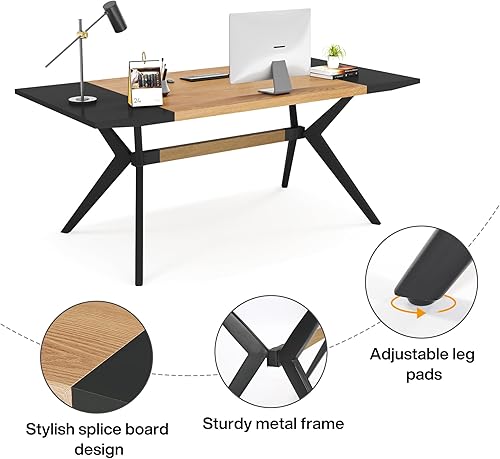 Miniatura 7 de Tribesigns Escritorio ejecutivo de 63 pulgadas, escritorio grande para computadora de oficina con marco grueso en forma de X, mesa de trabajo