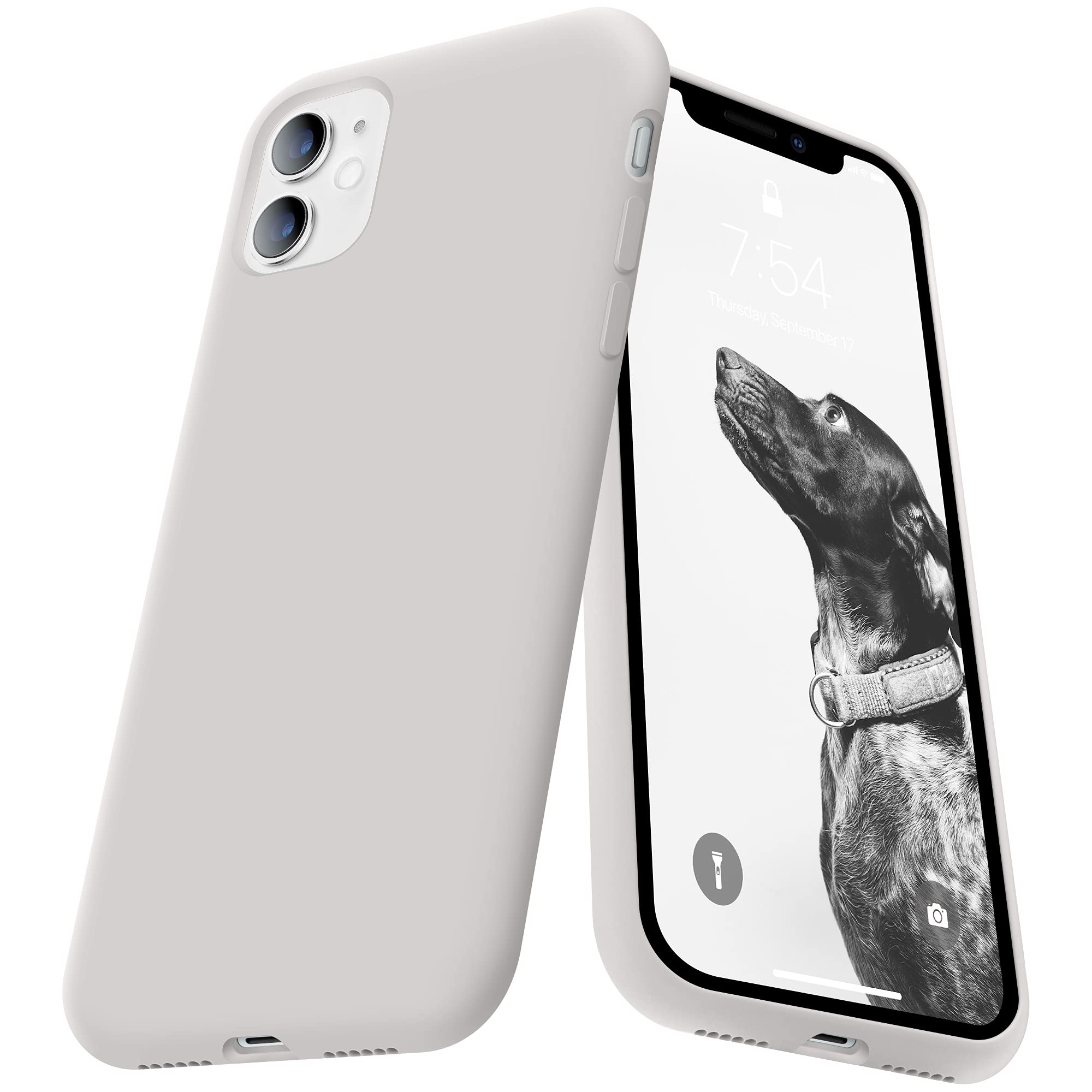 OUUZ iPhone 11 Case, iPhone 11 Phone Case Liquid Silicone Gel Rubber Phone Case, Full Body Slim Soft Microfiber Lining Drop Protective Case 6.1 Inch (White)