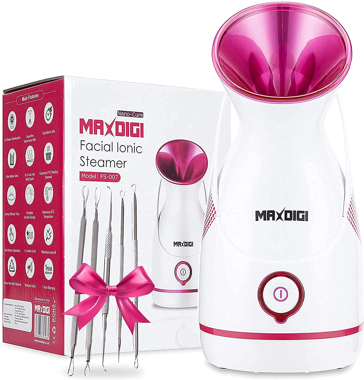 Face Steamer Nano Ionic Facial Steamer for Pores, Blackhead Removal, Professional Face Humidifier, Warm Mist Face Sauna Steaming Skincare, Deep Cleanse Home Spa, Christmas gifts for her/him