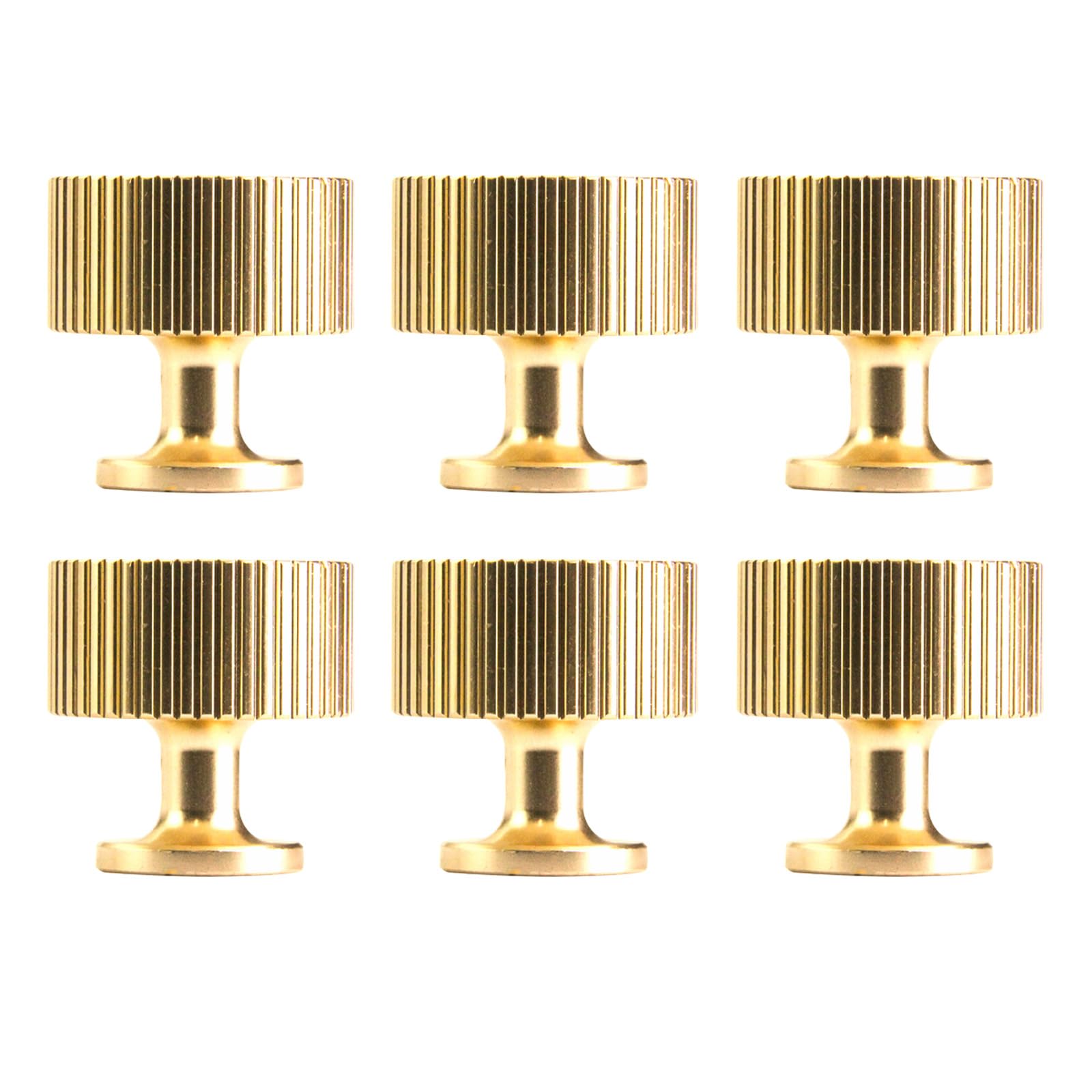 CYILIUEN 6 Pcs Gold Cupboard Handles Solid Brass Cabinet Knobs for Wardrobes Kitchen, Furniture, with mounting Materials(28mmx28mm)