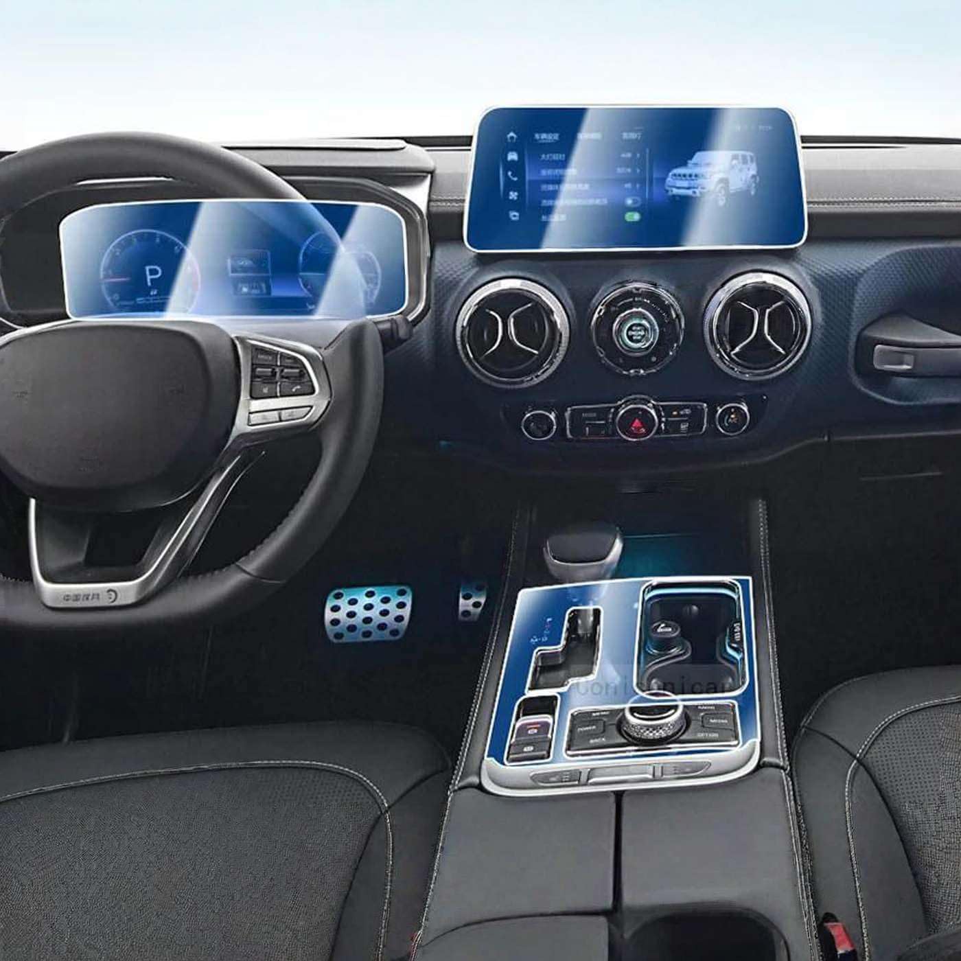 Car Interior Center Console Instrument Dashboard Protective Film Anti-Scratch, for BAIC BJ40 Plus 2022-2024 Sticker Accessories
