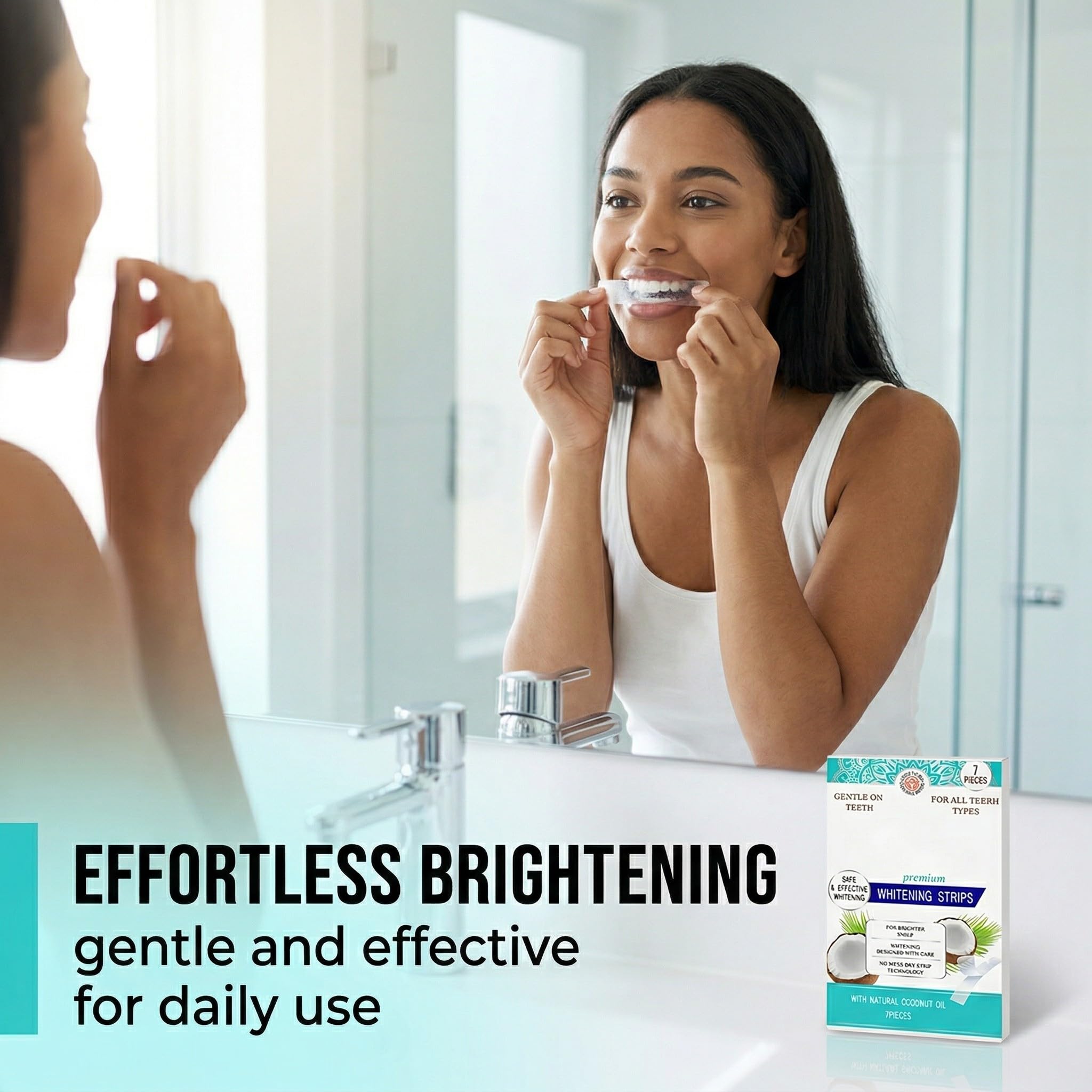 7 Pezzi Cocco Strisce Sbiancanti Denti, Senza Teeth Sbiancamento Dei Denti, Whitening Strips Per Sbiancamento Delicato, Facile Uso A Casa O In Viaggio