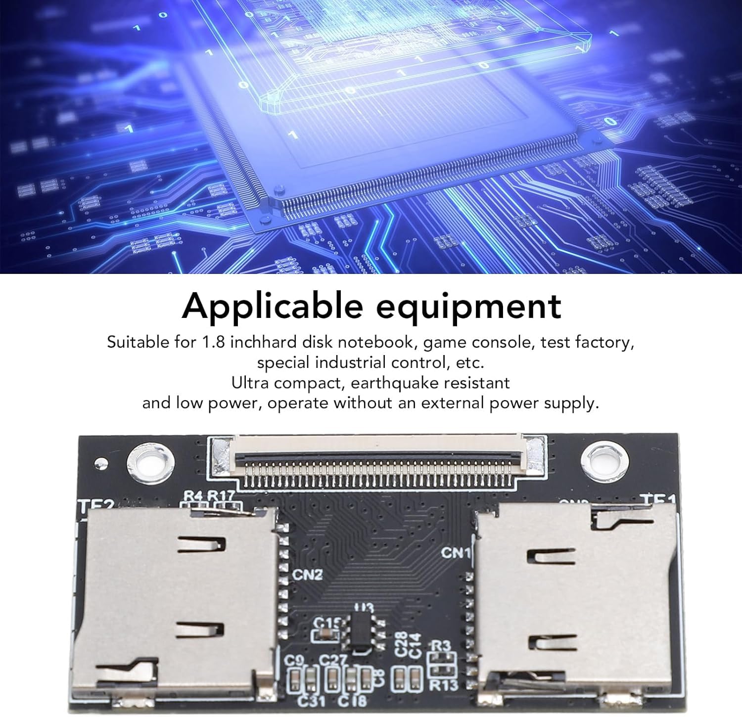 AMAKO Adaptateur double carte micro SD : carte de stockage double PCB vers adaptateur SSD CE ZIF, pour ordinateurs portables, consoles de jeu, noir