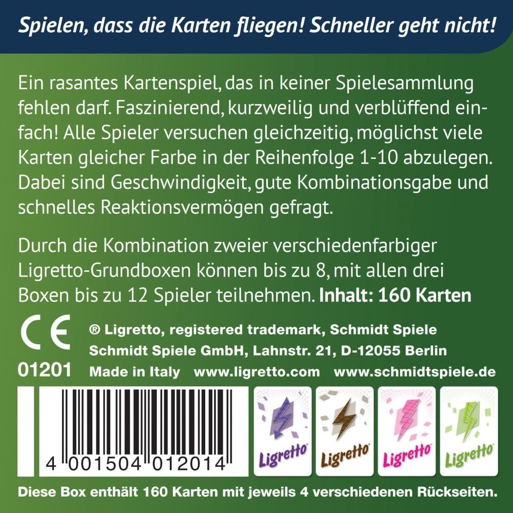 Schmidt Spiele 1201 Green Ligretto Card Game for 8 years to 18 years