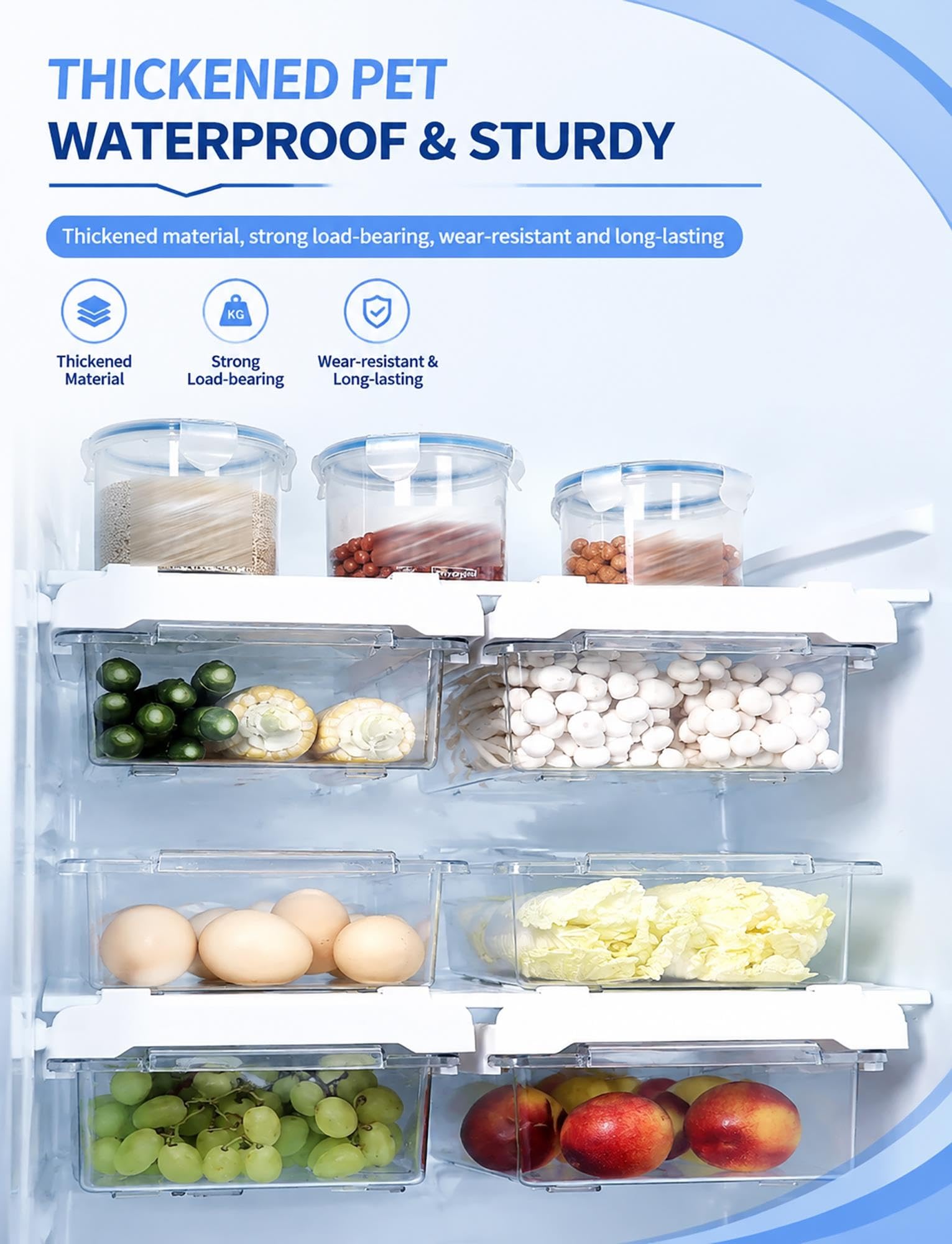 Organisateur frigo suspendu transparent, tiroir rangement sous étagère