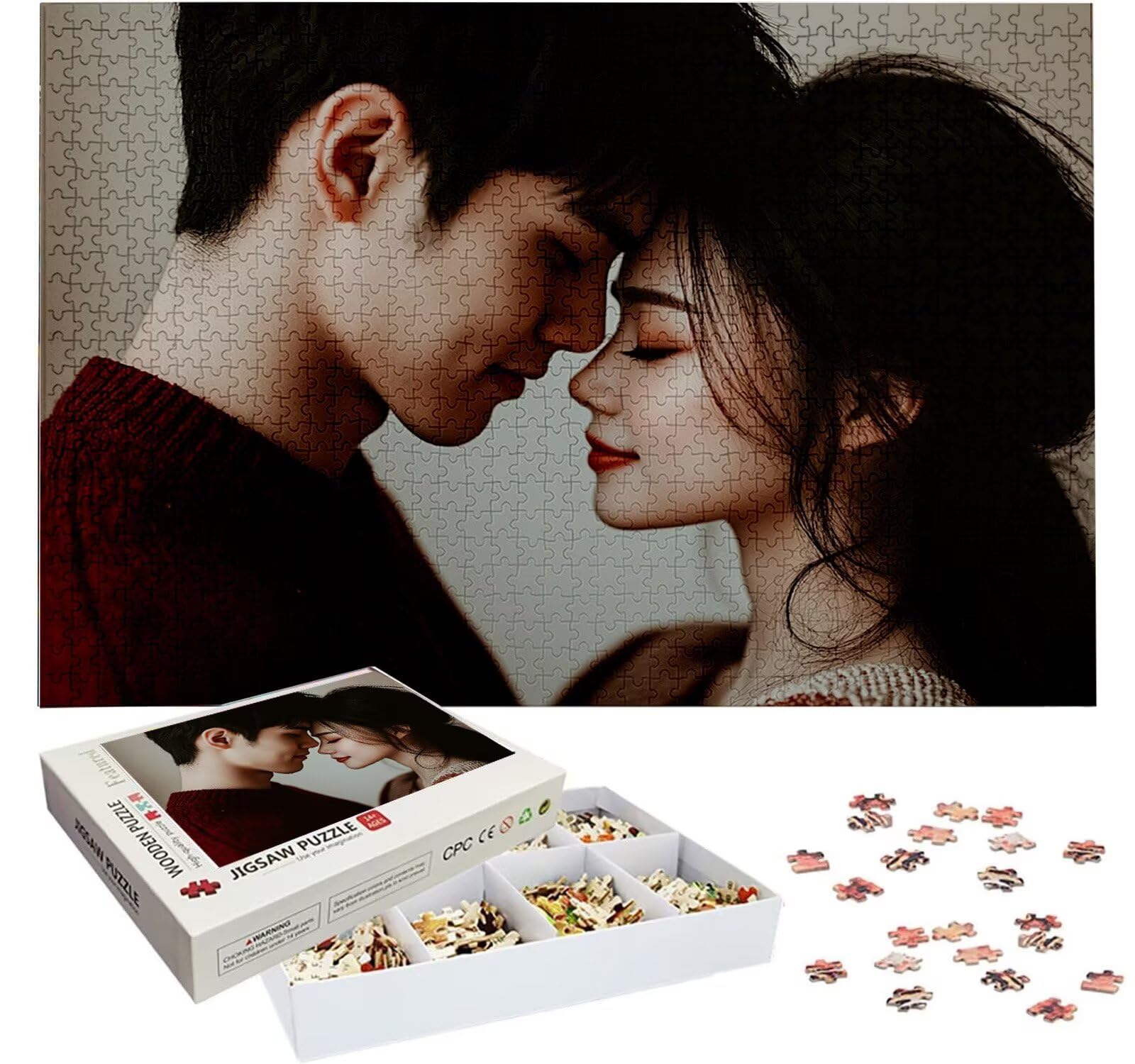 Puzzle Personalizado con Foto, Personalizada Rompecabezas Personalizado Diseña tu Logo Foto o Texto, Personalizado Navidad Halloween San Valentín Parejas Niños Familia Amigos h-3773