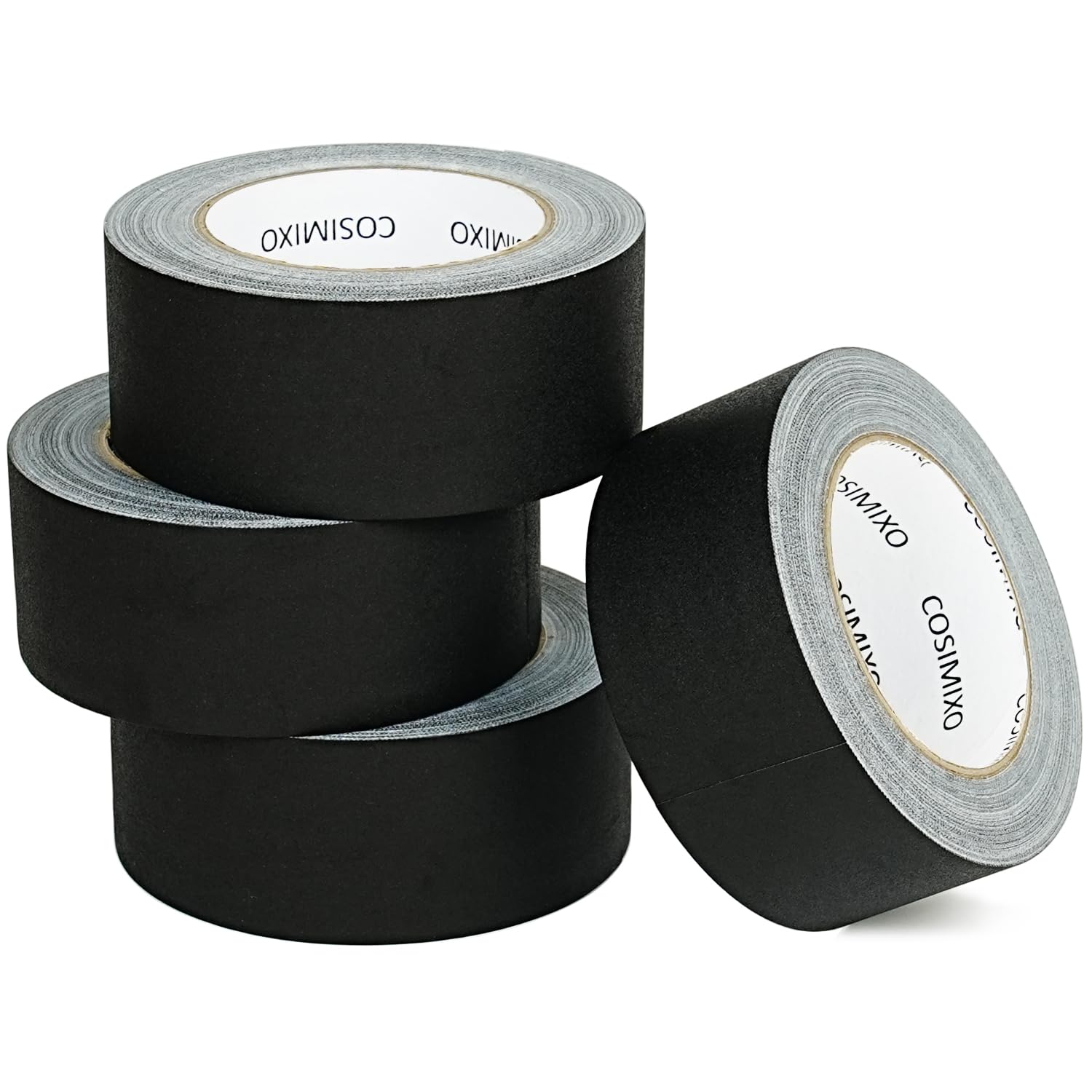COSIMIXO 4-Pack Black Gaffers Tape 30 Yards x 2 Inch - Waterproof, No Residue, Non-Reflective, Easy Tear, Matte Gaffer Stage Tape - Gaff Cloth Tape