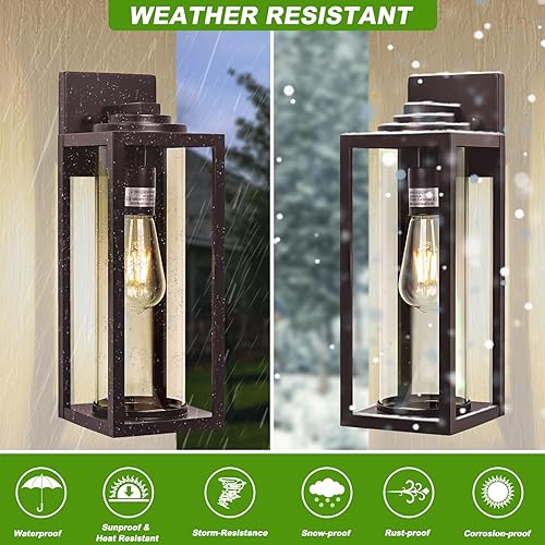 Miniatura 9 de Lámparas de pared para exteriores del anochecer al amanecer, 2 paquetes de iluminación exterior impermeable para exteriores, modernos apliques de