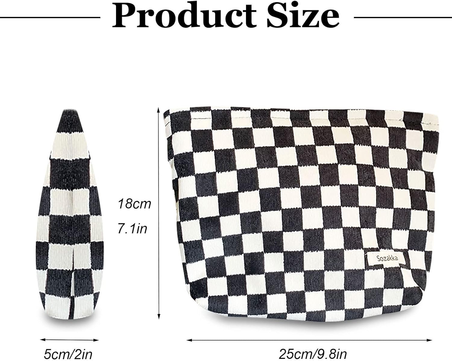 KEYRI Make up Bag Toiletry Bag Portable Travel Makeup Pouch Mini Cosmetic Bag Plaid Corduroy Zipper Pouch Cosmetic Organizer for Women and Girls Small Make up Bag (Black) 3