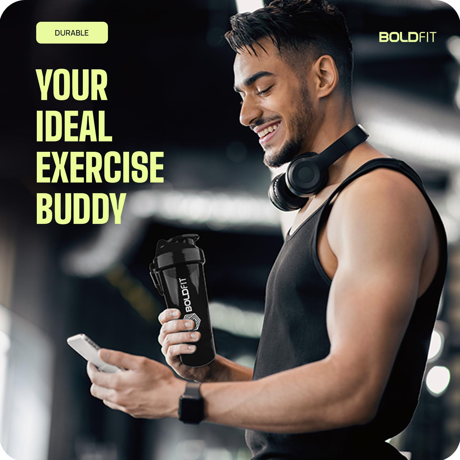 Boldfit Shakers for Protein Shake Bottle Gym Shaker Bottle Shaker Bottles for Protein Shake Gym Protein Shaker Bottle 600ml with Extra Compartment Shaker Mixer Bottle Shaker for Gym - Black 600 ml — Amazon image 7