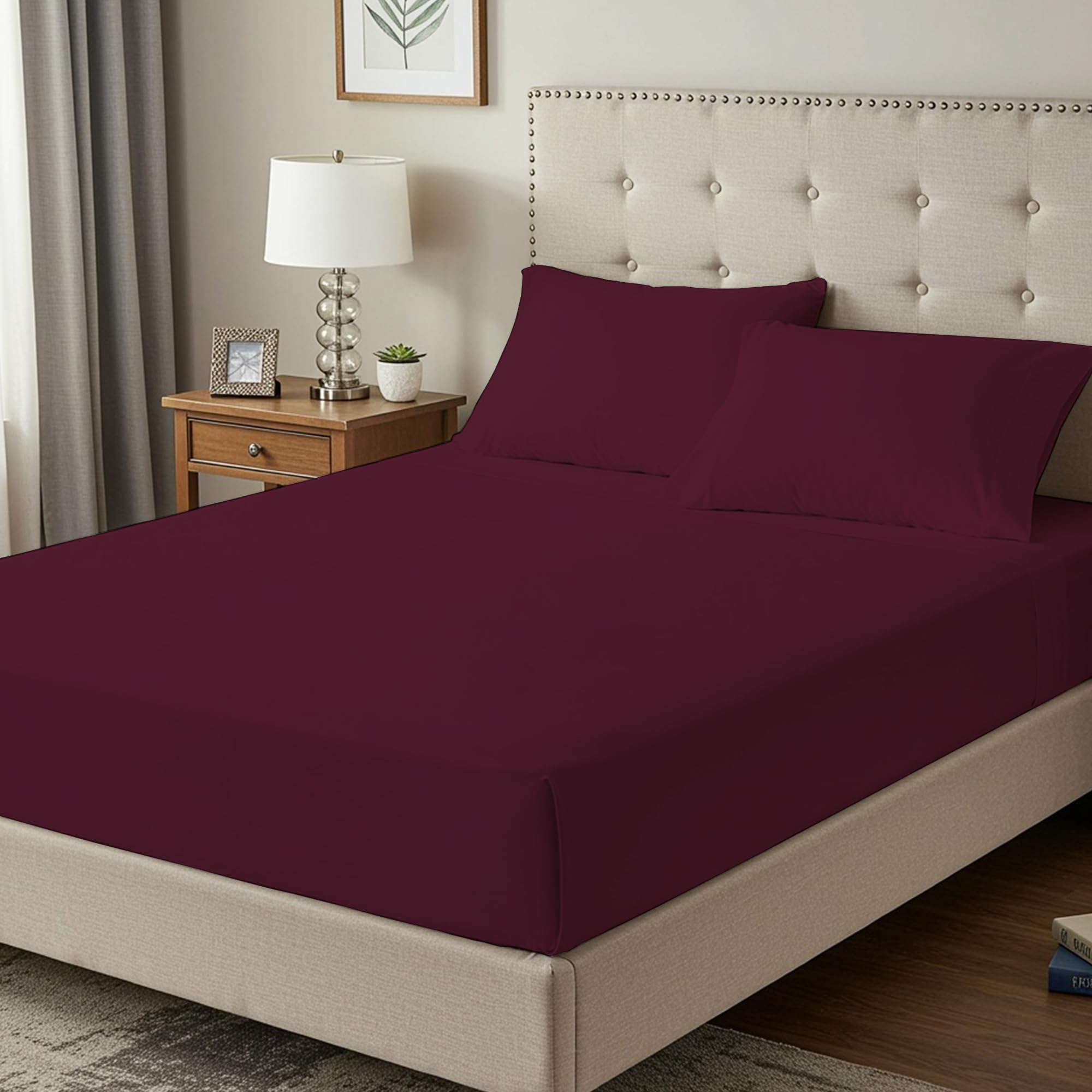 100% Egyptian Cotton 400TC Single Fitted Sheet, 35cm Deep Pocket