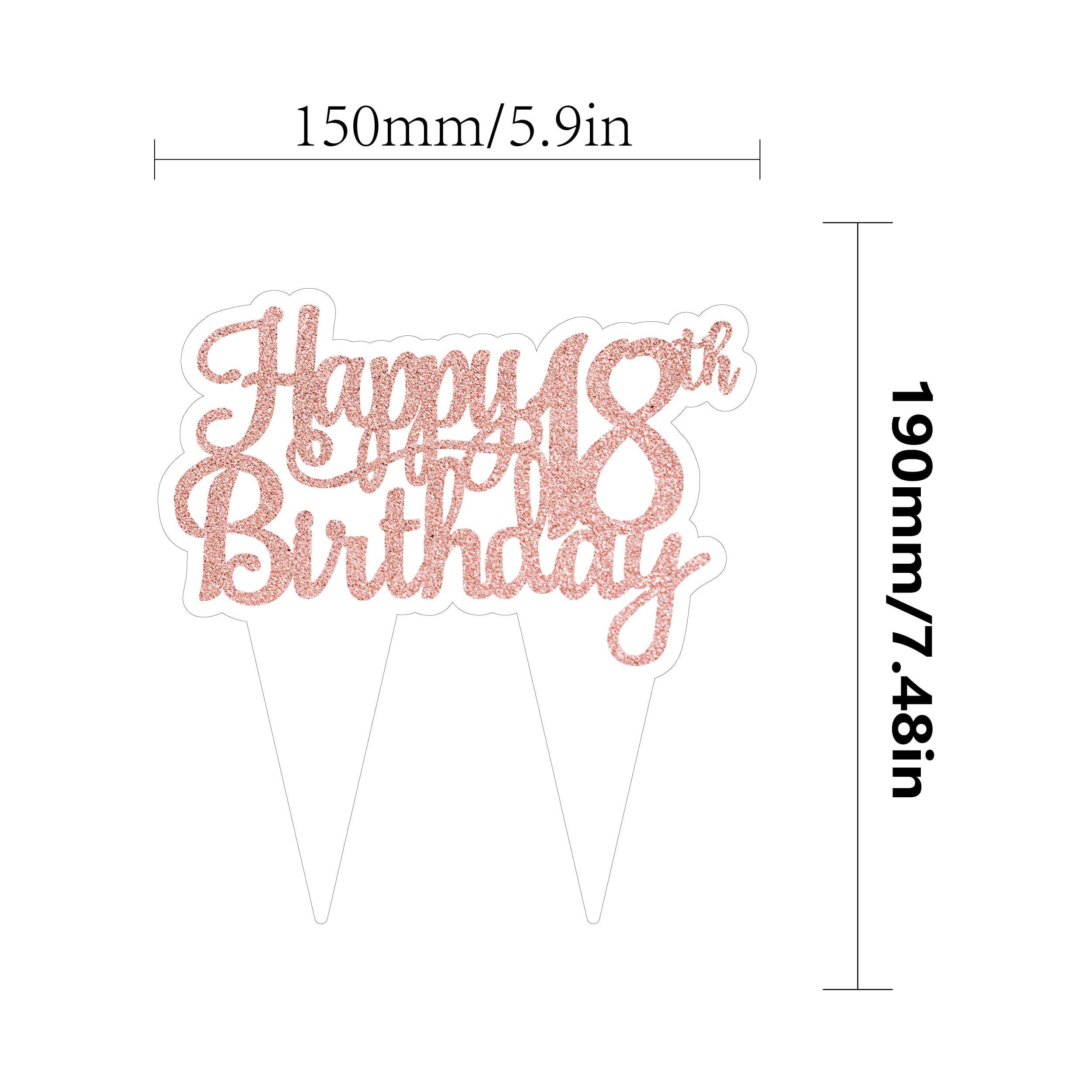 1 PCS 18th Birthday Decorations for Girls, Glitter 18th Birthday Cake Topper?Hello 18, Cheers to 18 Years, Happy 18th Birthday Theme Party Decorations Supplies Rose Gold