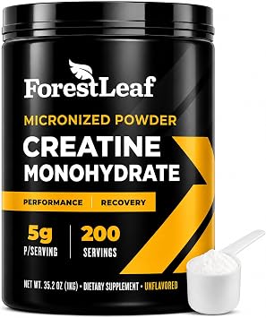 ForestLeaf Micronized Creatine Monohydrate Powder - Maximize Muscle Growth & Strength - Unflavored Creatine for Women and Men - 5G Per Serving - 200 Servings