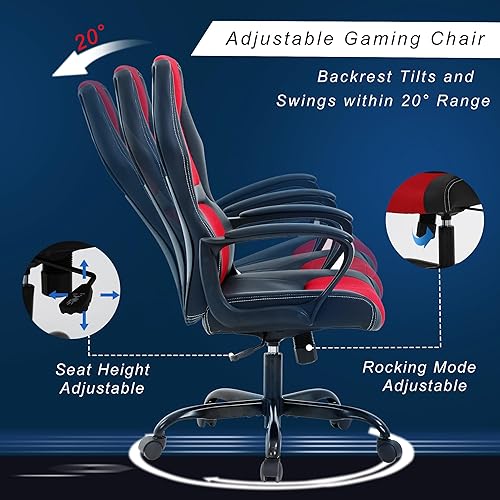 Miniatura 5 de Silla de videojuegos ergonómica, silla de oficina para computadora, silla de escritorio de cuero, silla de carreras, cómoda silla de masaje, silla