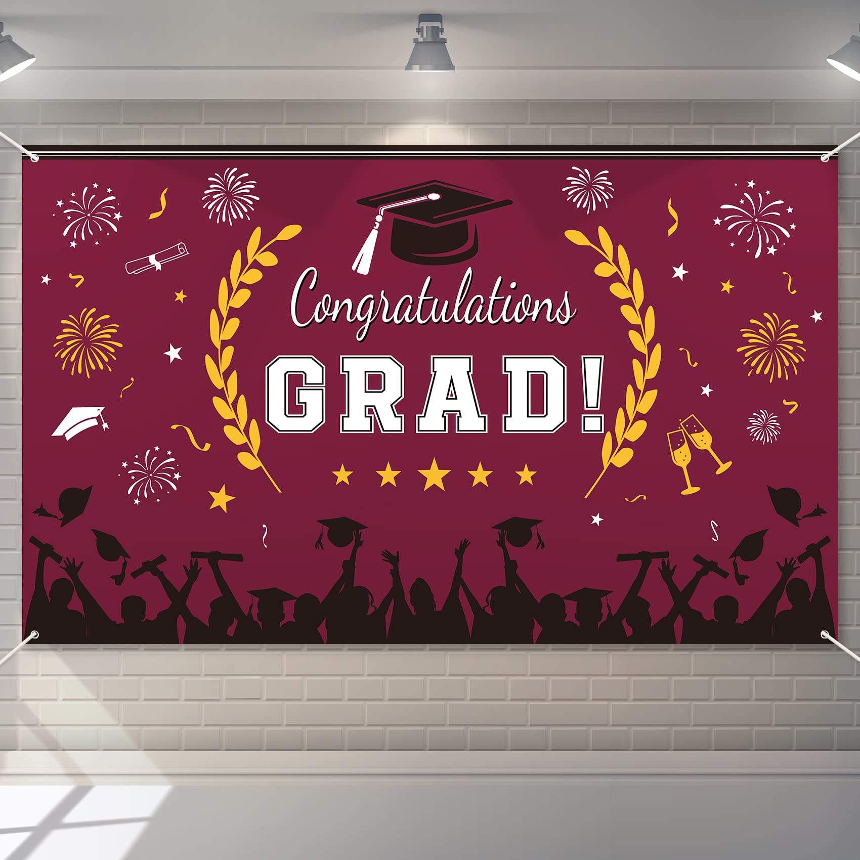 Graduation Backdrop Banner 2023 Congrats Grad Banner Graduation Party Decorations Large 71x43 Inch Graduation Background for 2023 Graduation Party Supplies Maroon