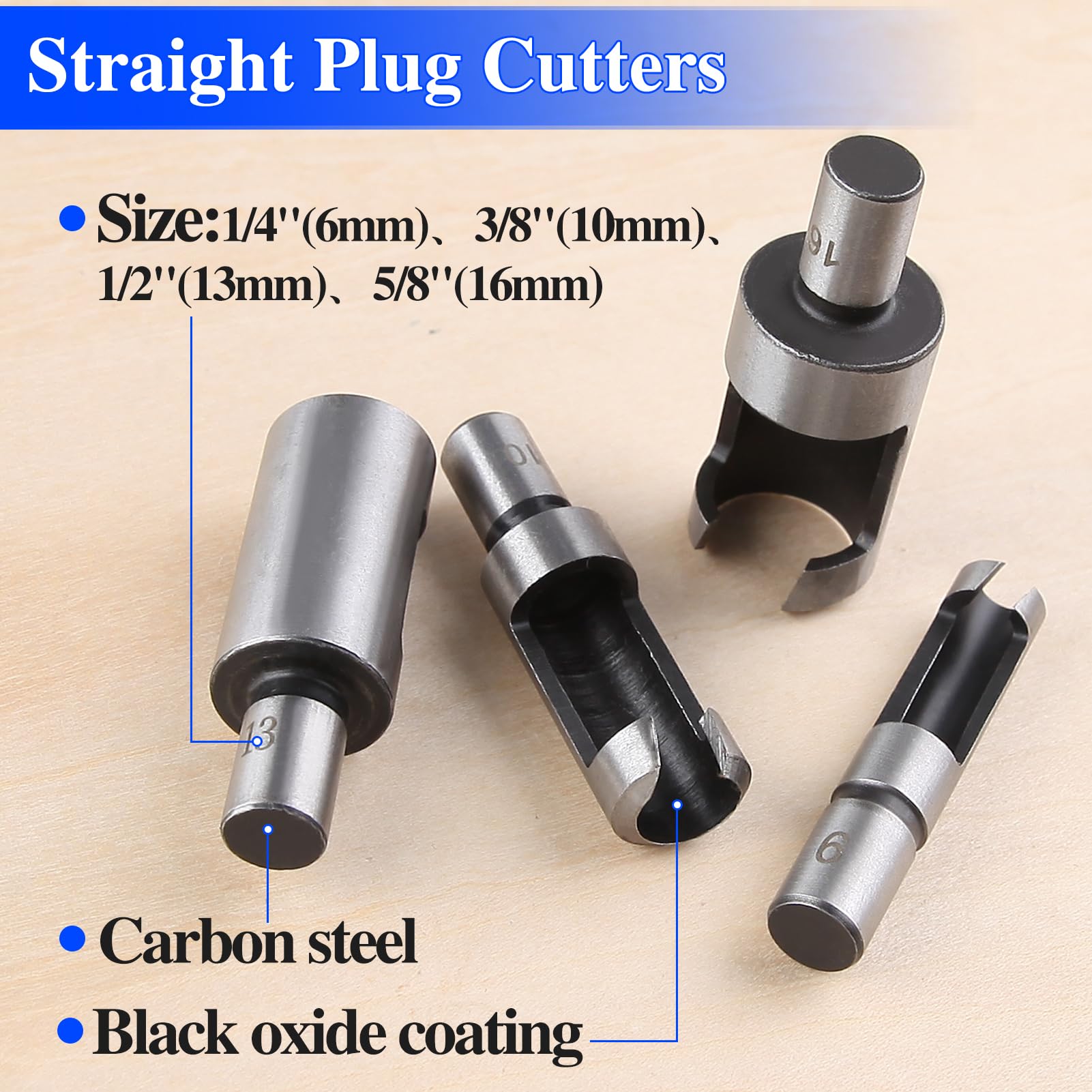 Wood Plug Cutter Set - 8 Pieces for Woodworking -5