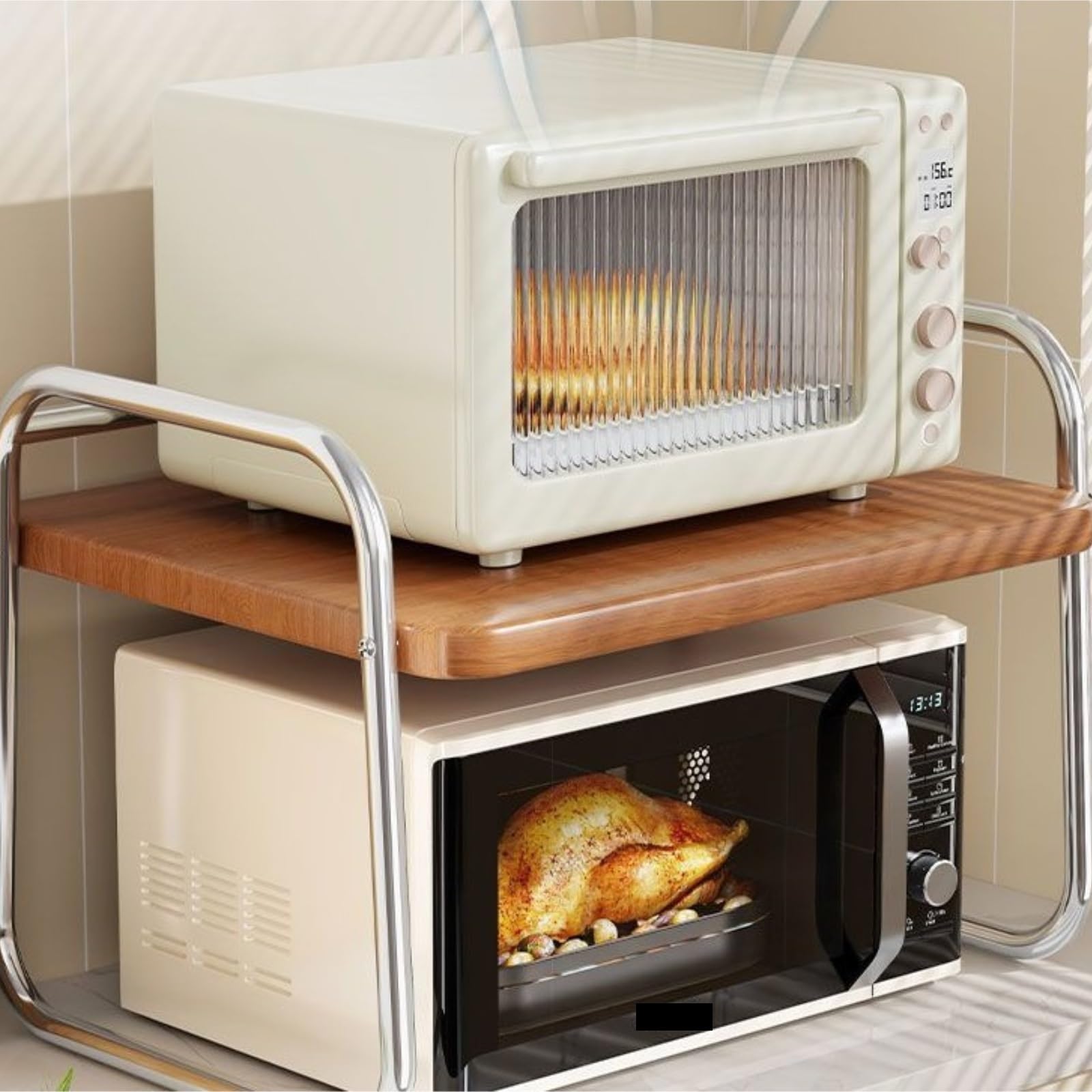 LYGXWJFC Kitchen Baker's Rack - Kompaktowy stojak na kuchenkę mikrofalową 52 cm i półka do przechowywania urządzenia do gotowania ryżu, stylowe meble stołowe, oszczędzają miejsce